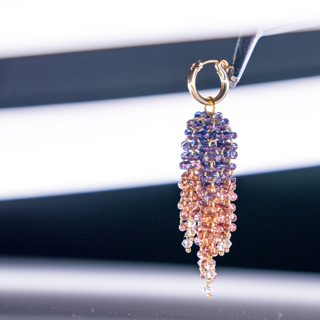 Two Tone Beaded Waterfall Earrings