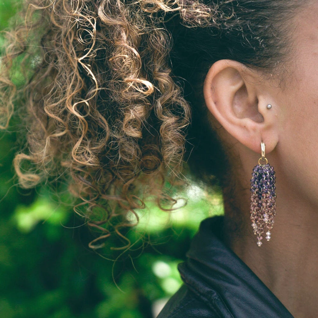 Two Tone Beaded Waterfall Earrings