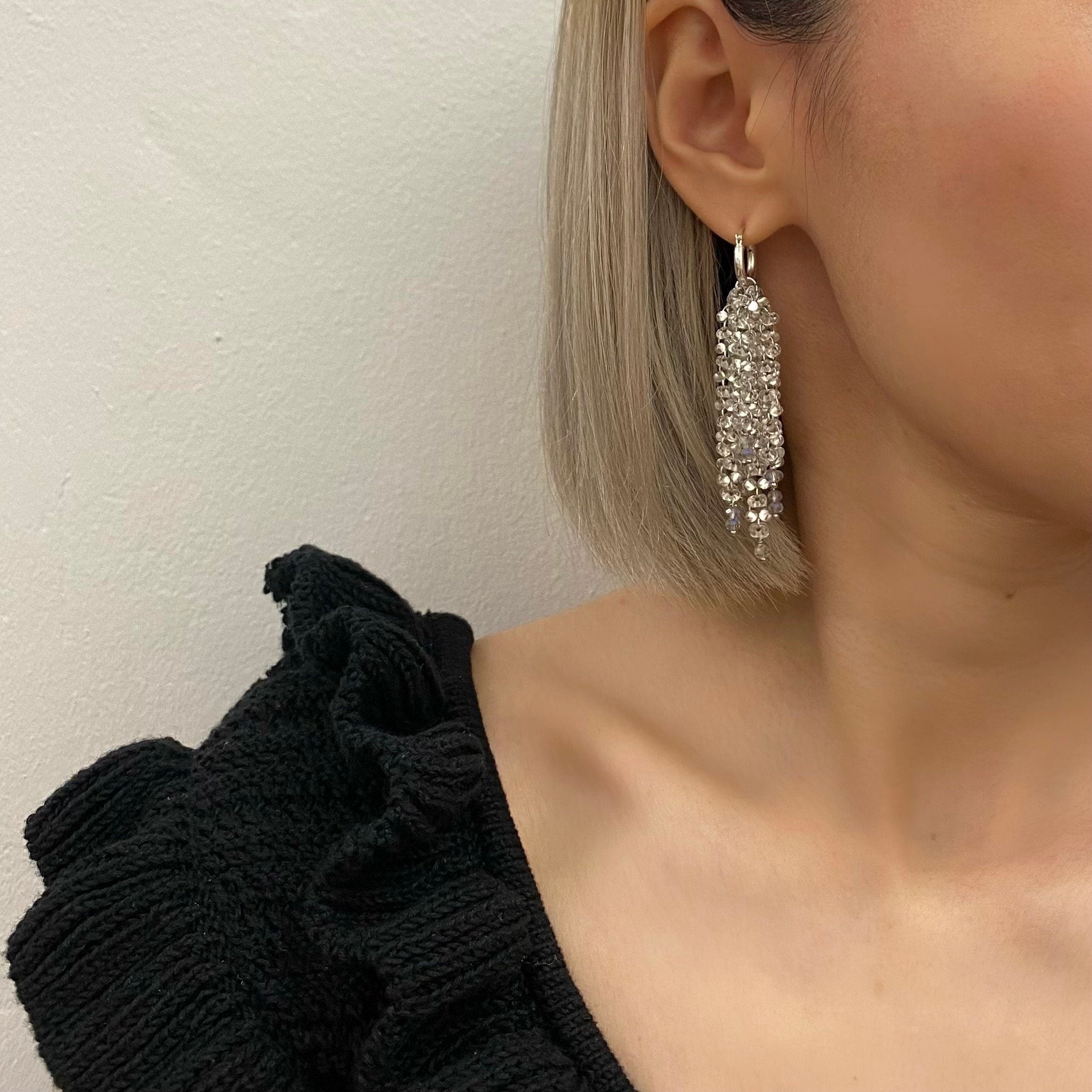 Waterfall Beaded Chandelier Earrings