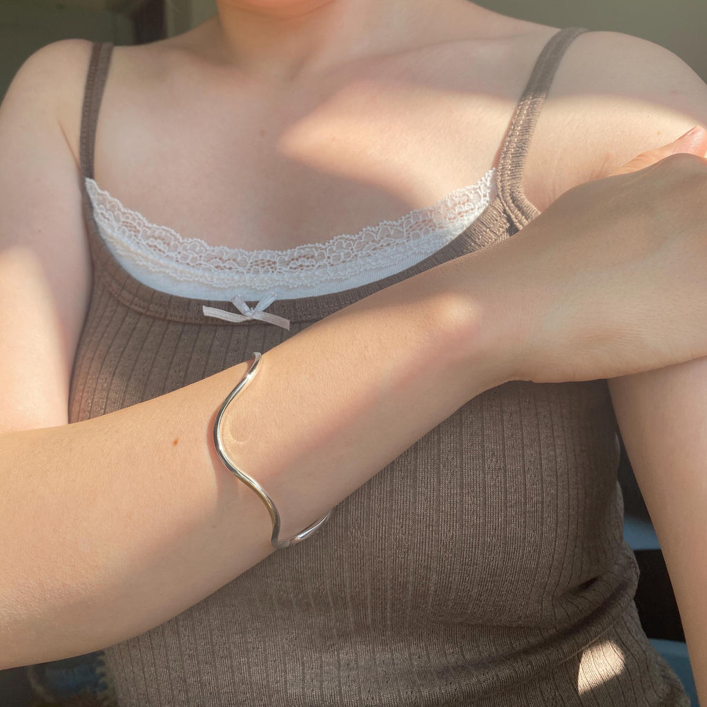 Silver Wavy Cuff Bracelet