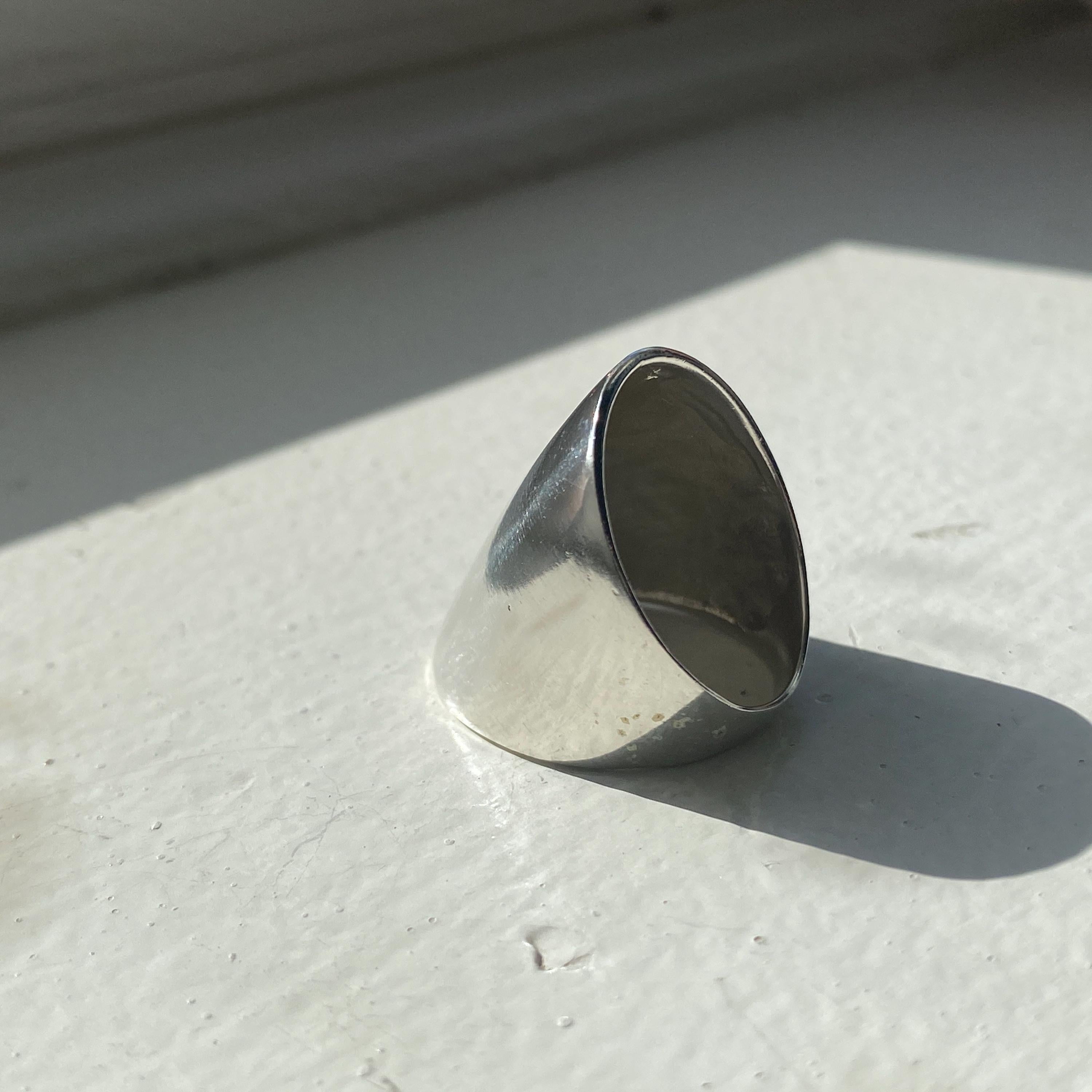 925 Sterling Silver Flat Ring: Chunky Unisex Signet Style