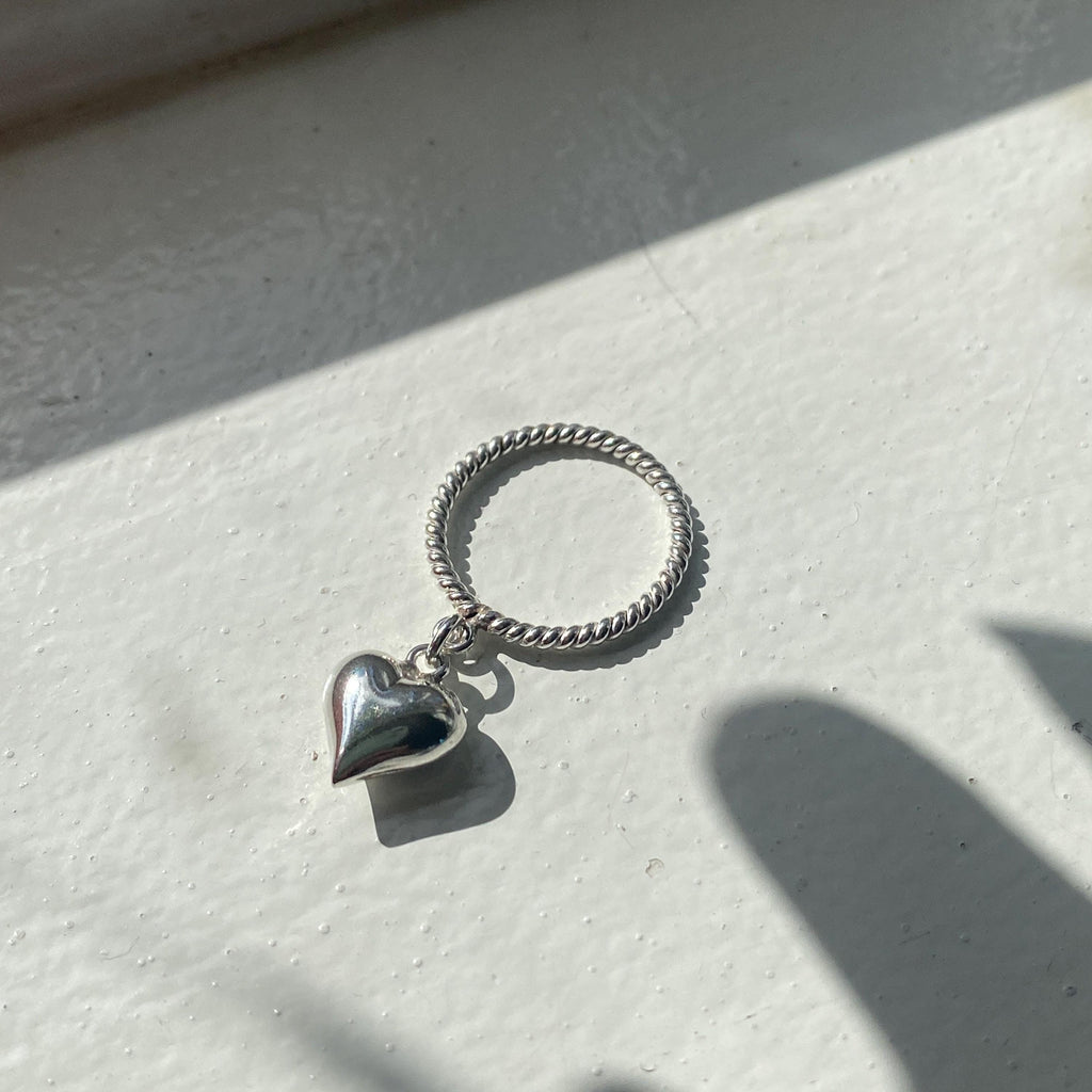 Sterling Silver Heart Charm Ring