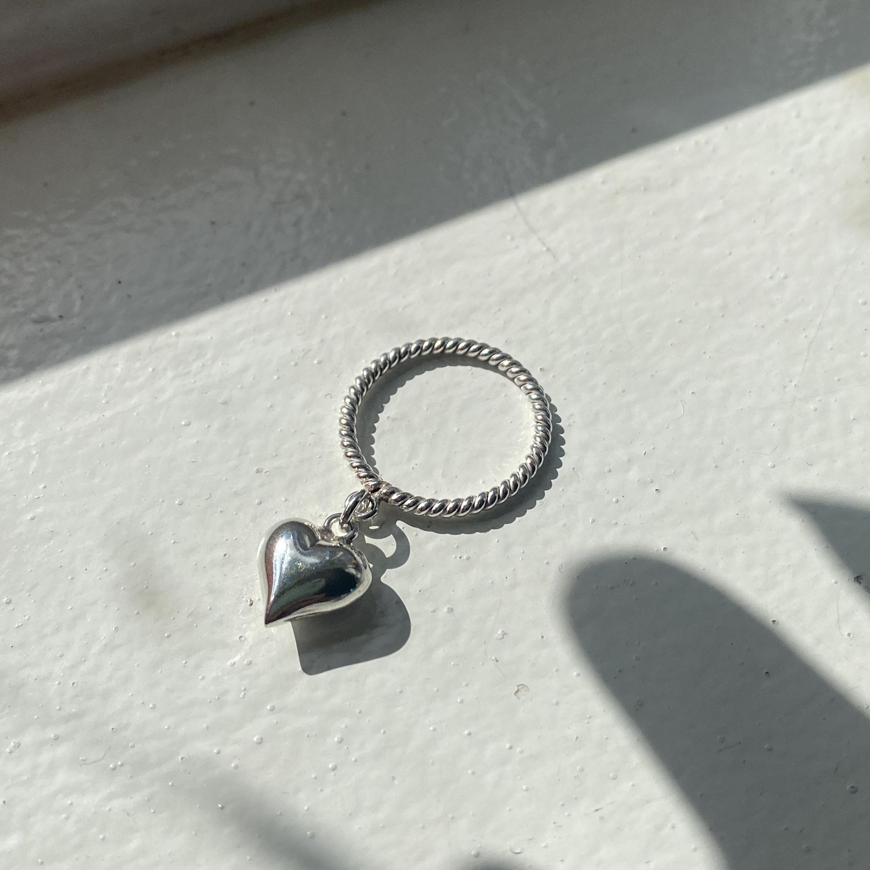 Sterling Silver Heart Charm Ring