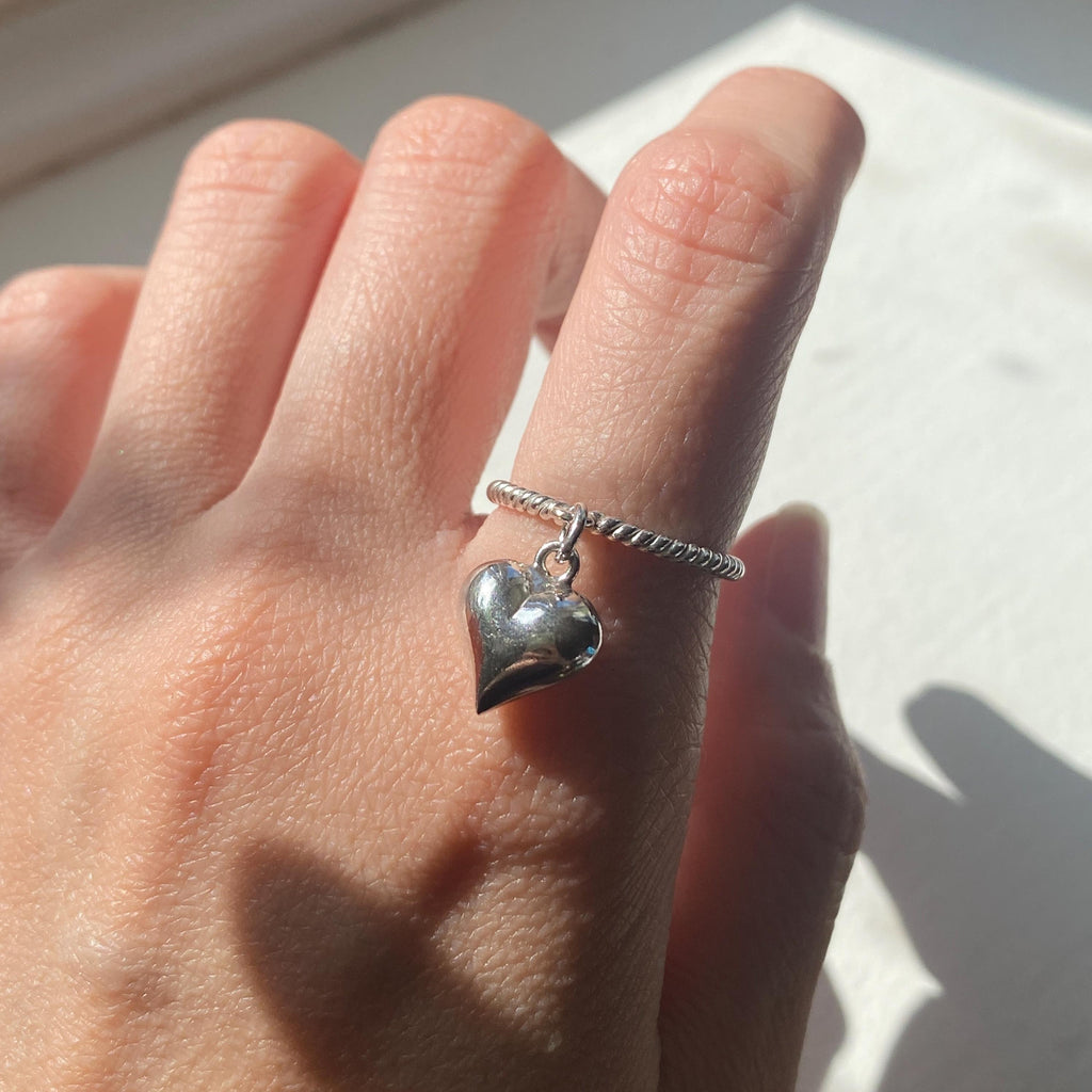 Sterling Silver Heart Charm Ring