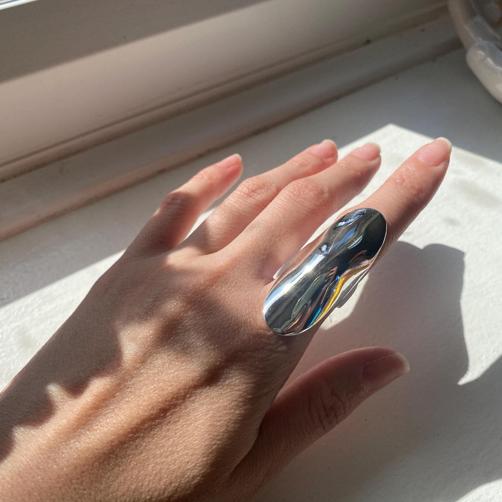 Sterling Silver Long Shield Ring