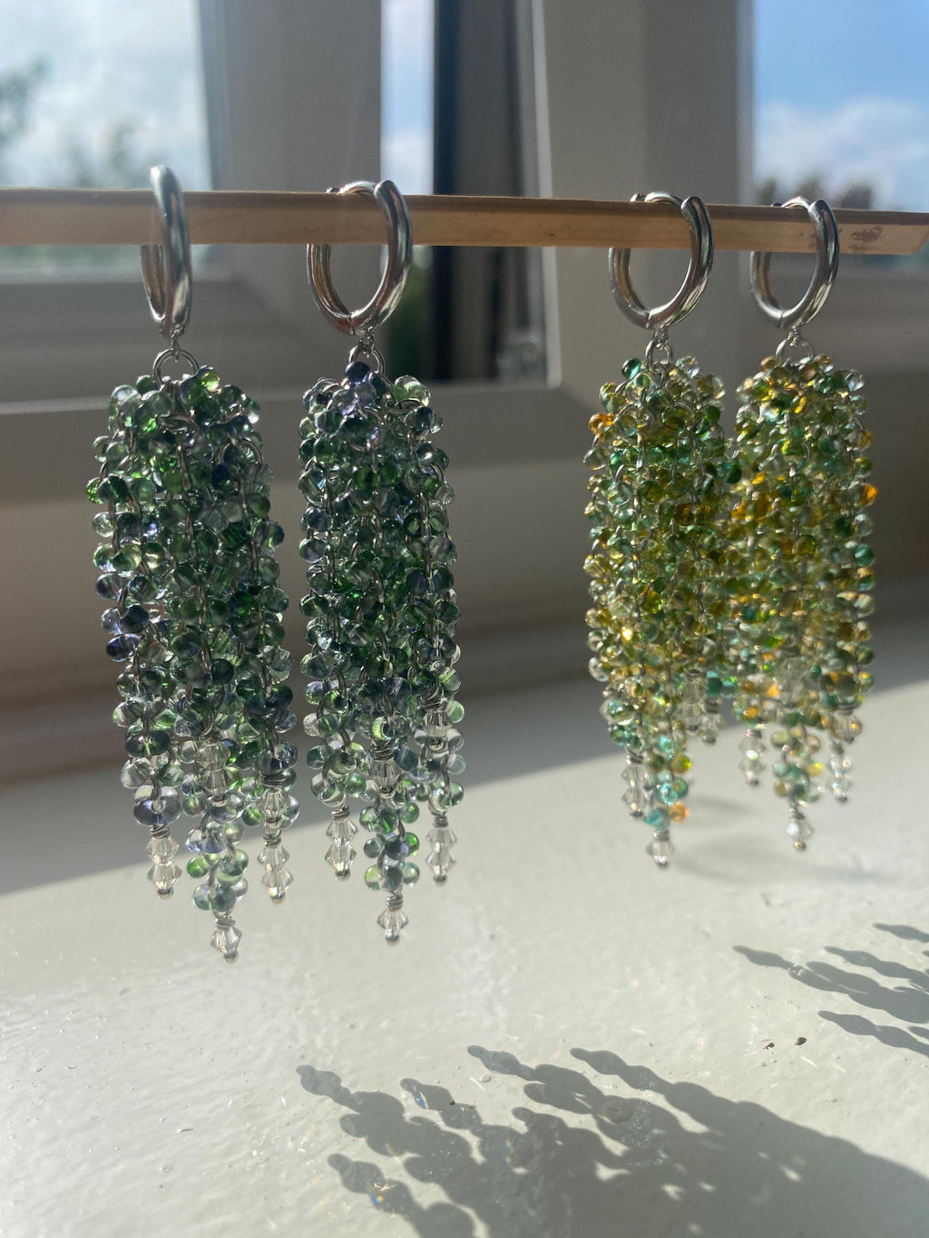 Yellow & Green Waterfall Earrings