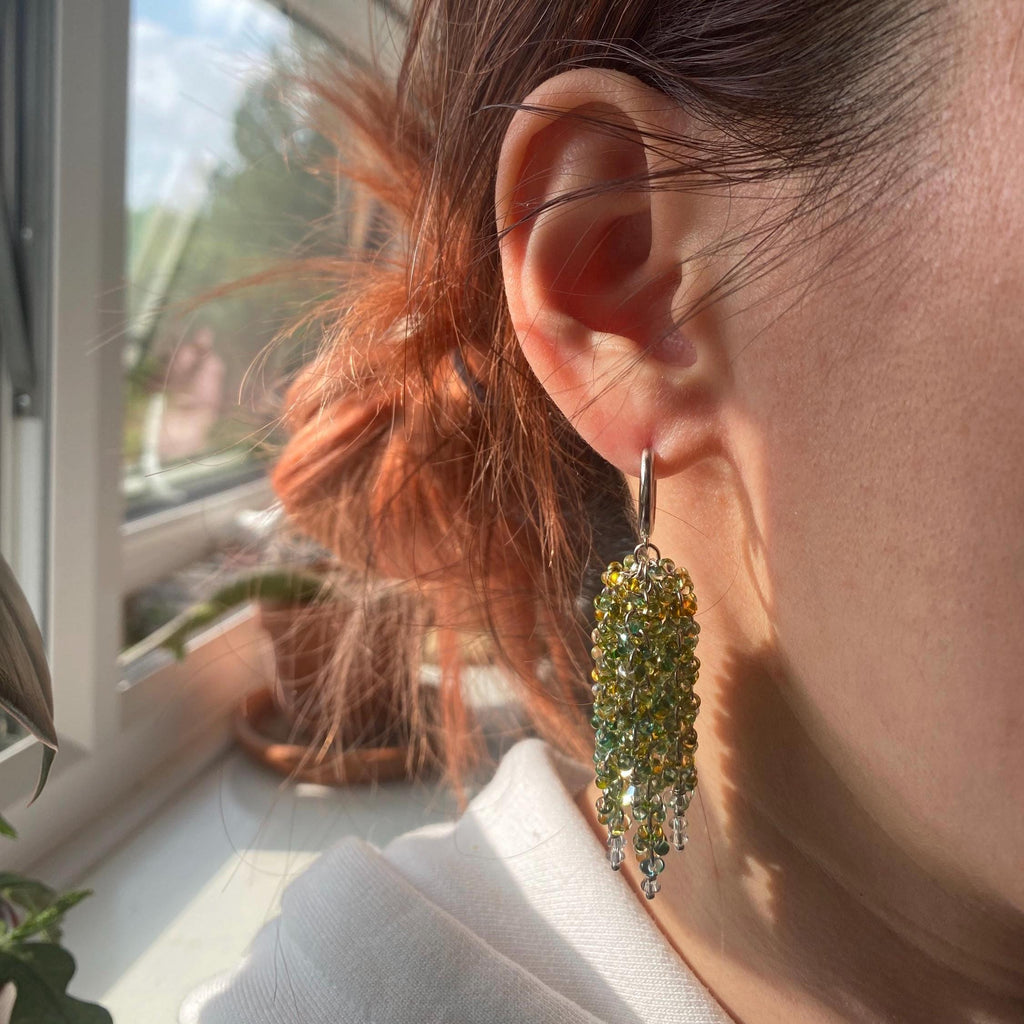 Yellow & Green Waterfall Earrings