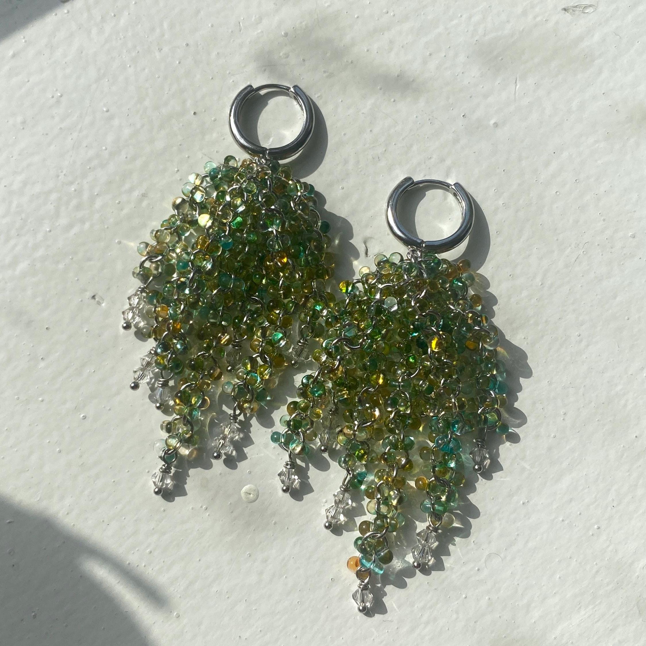 Yellow & Green Waterfall Earrings