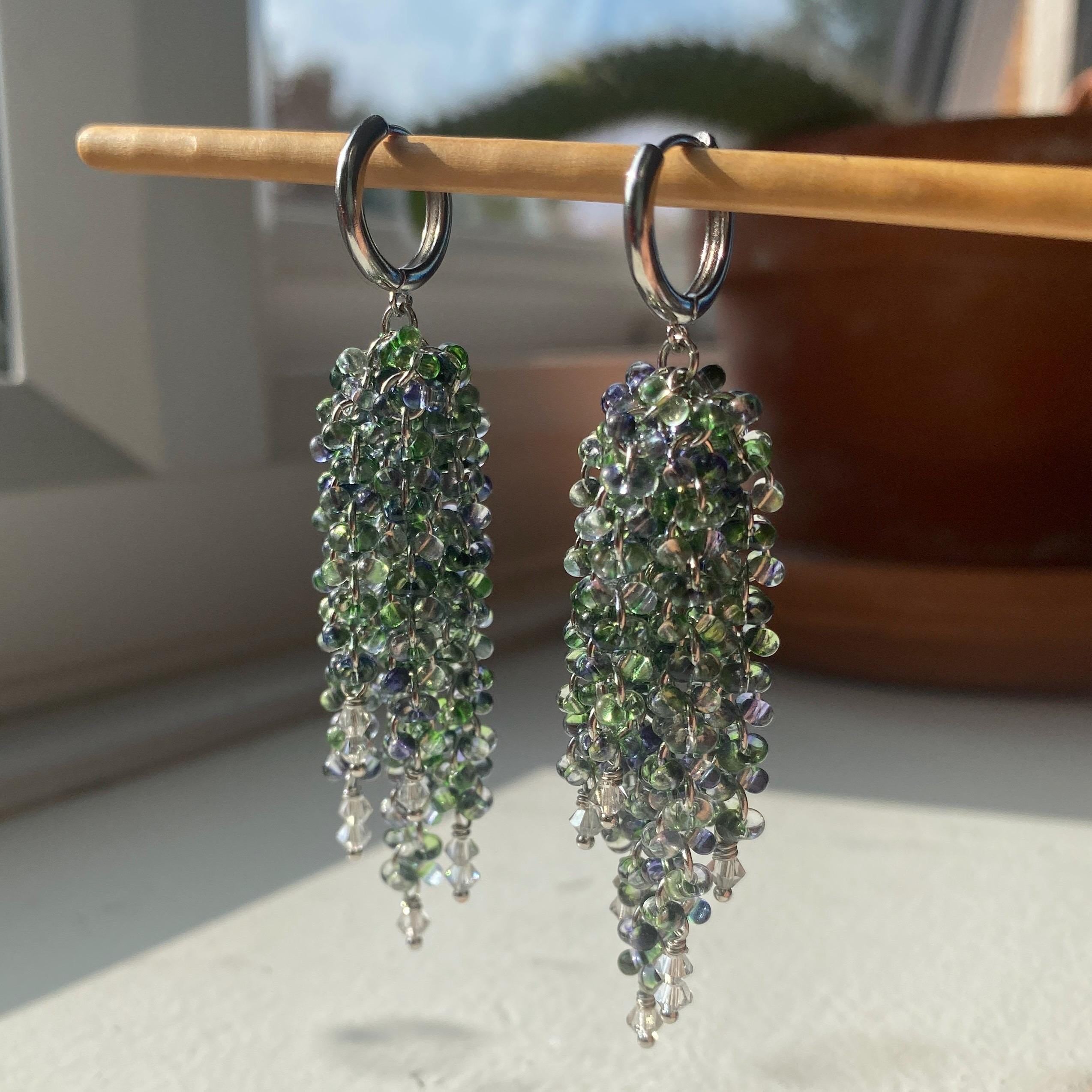 Blue & Green Waterfall Earrings