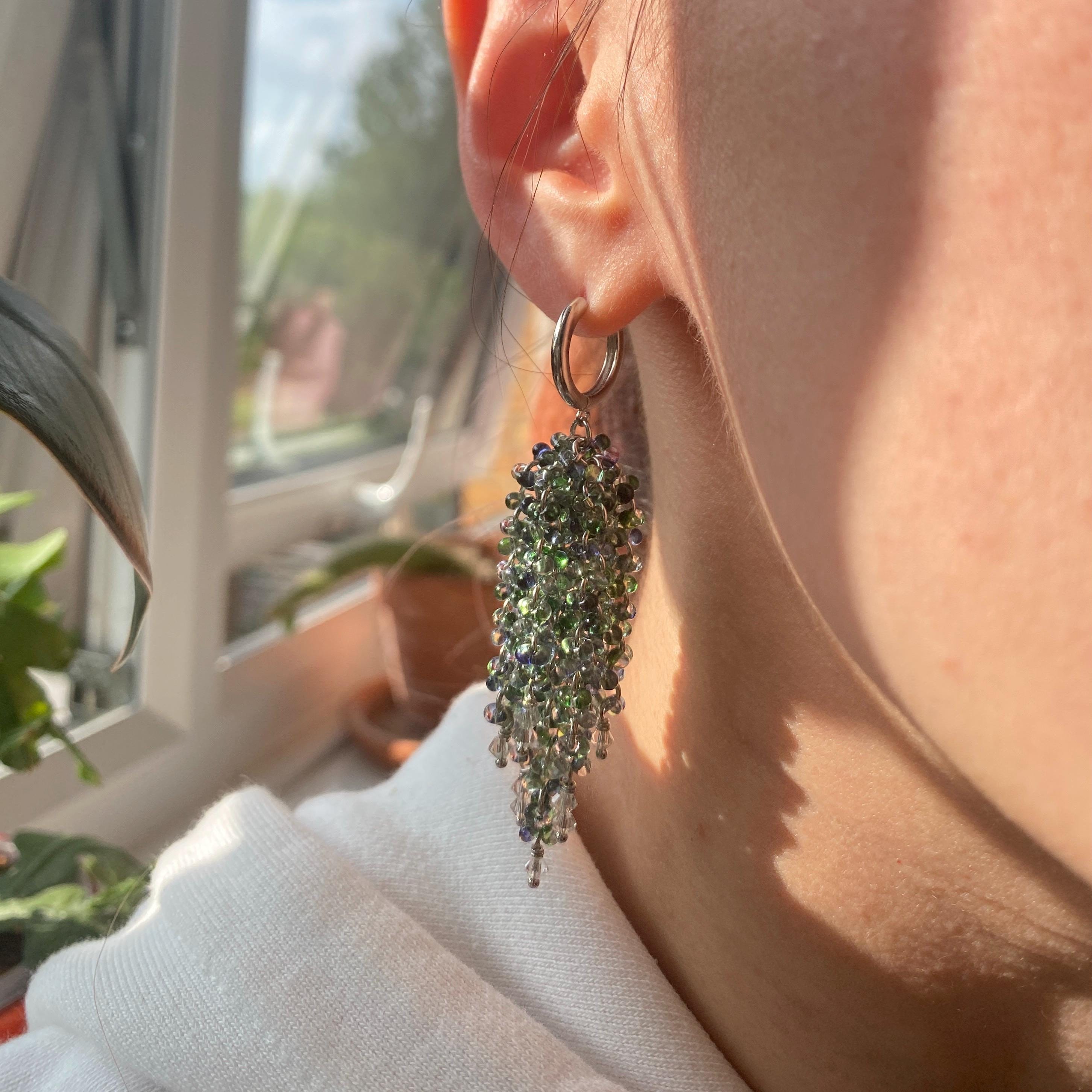 Blue & Green Waterfall Earrings