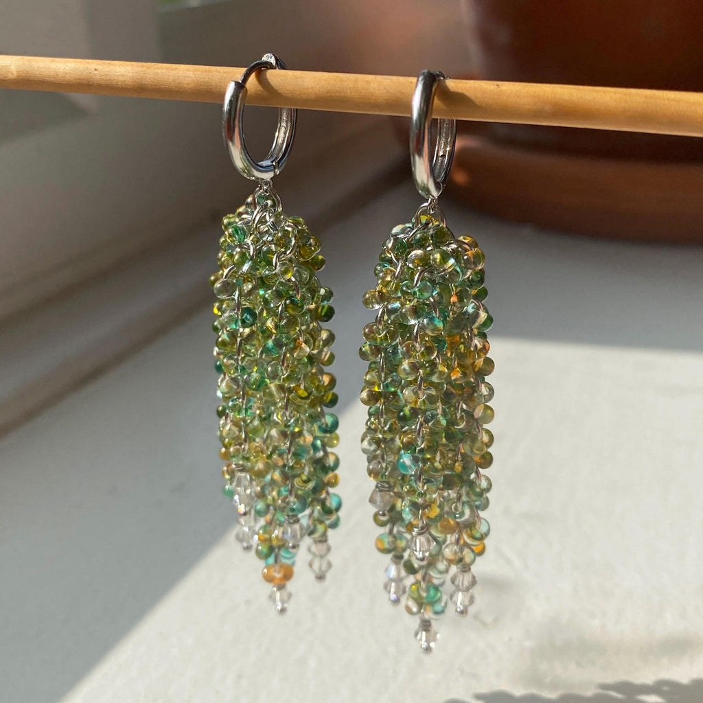 Yellow & Green Waterfall Earrings