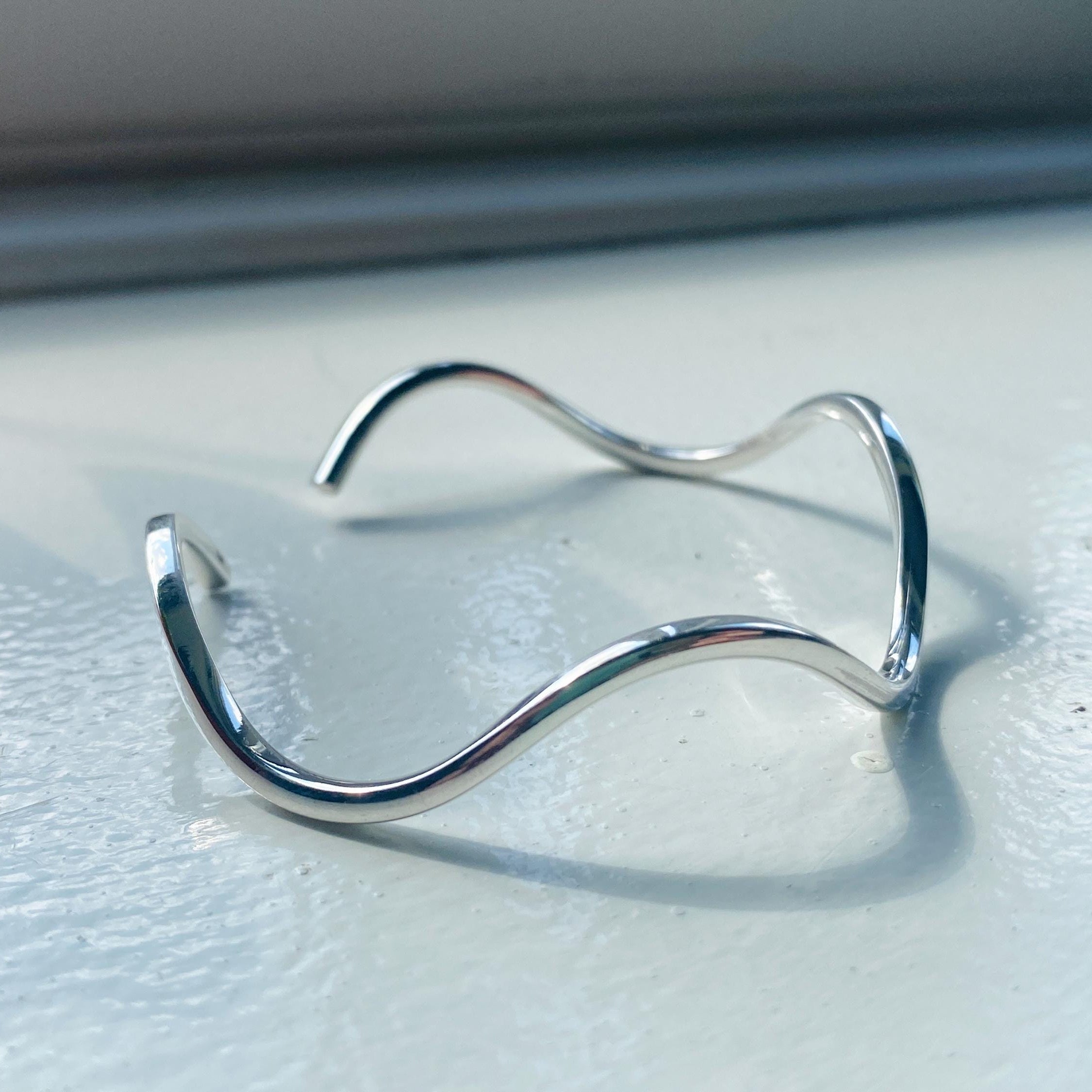 Silver Wavy Cuff Bracelet