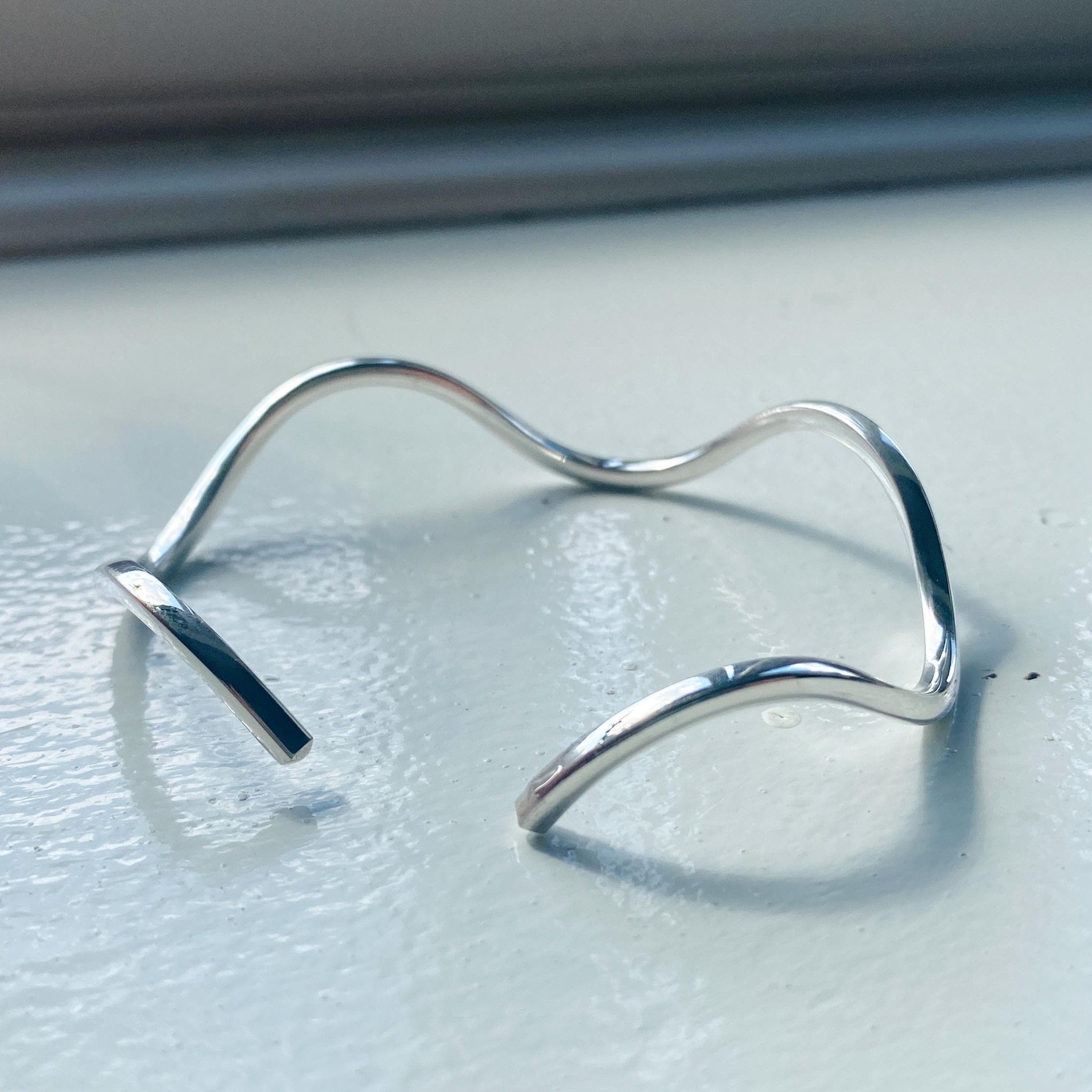 Silver Wavy Cuff Bracelet