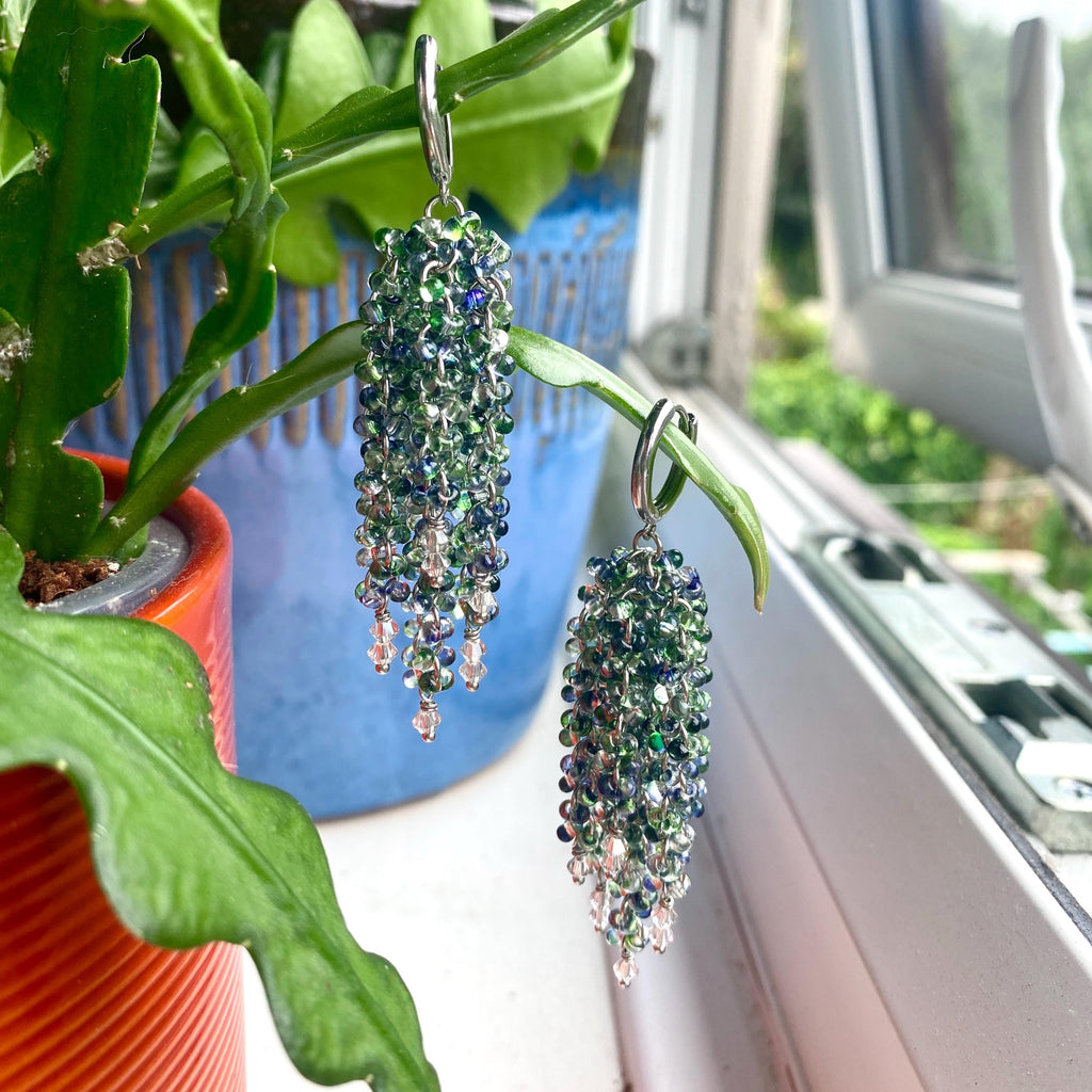 Blue & Green Waterfall Earrings
