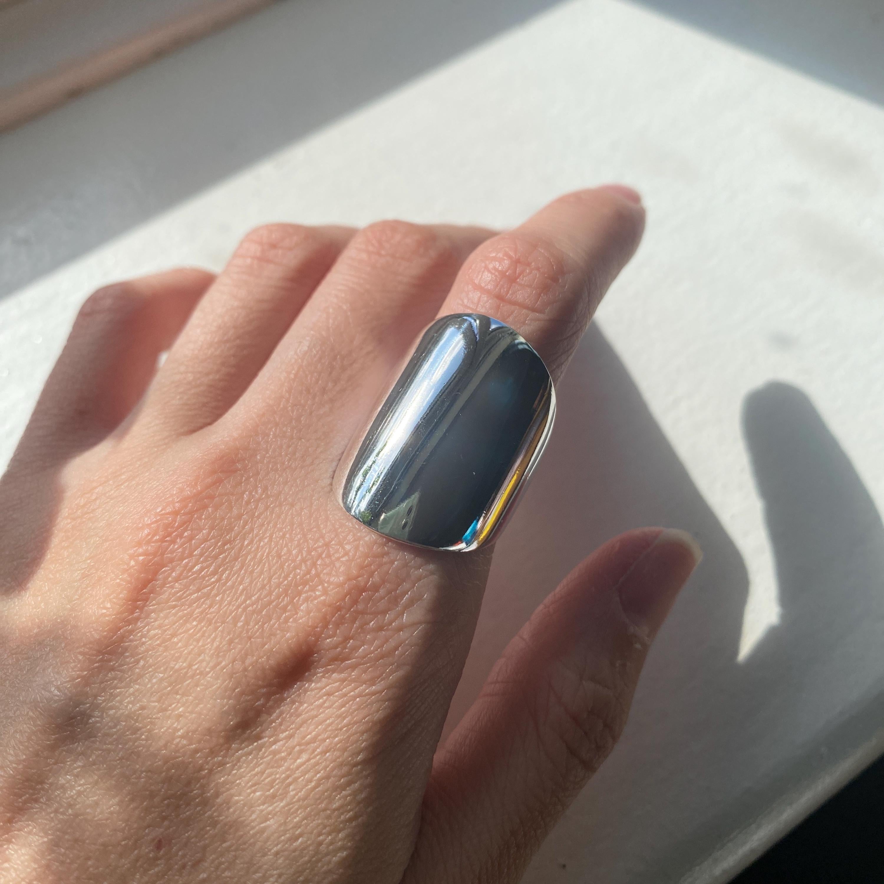 925 Sterling Silver Flat Ring: Chunky Unisex Signet Style