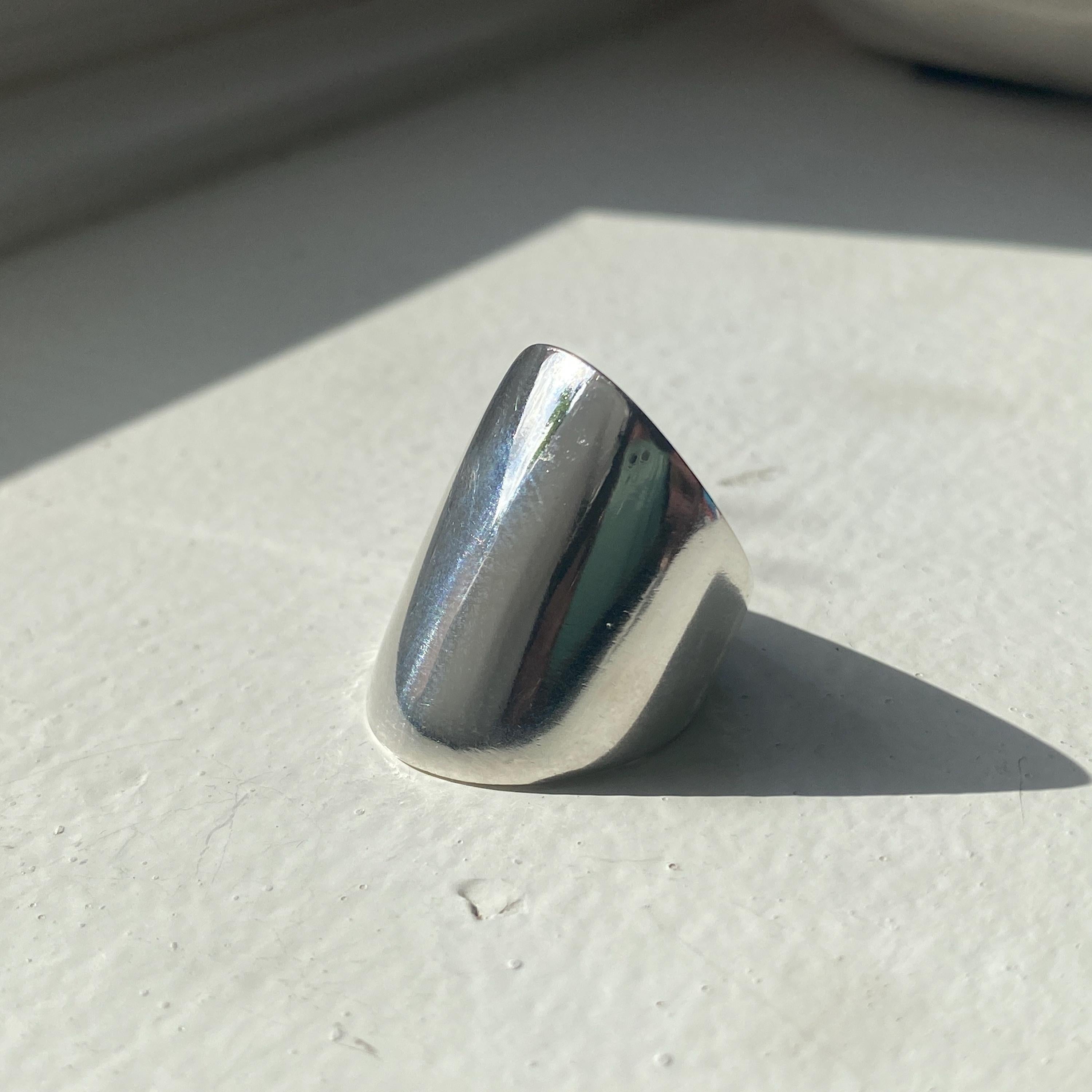 925 Sterling Silver Flat Ring: Chunky Unisex Signet Style
