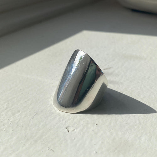 925 Sterling Silver Flat Ring: Chunky Unisex Signet Style