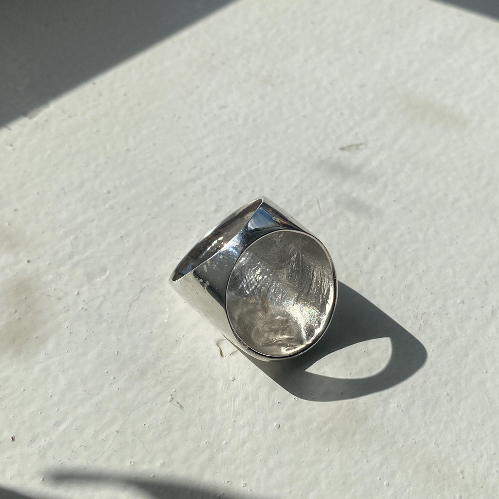 925 Sterling Silver Flat Ring: Chunky Unisex Signet Style
