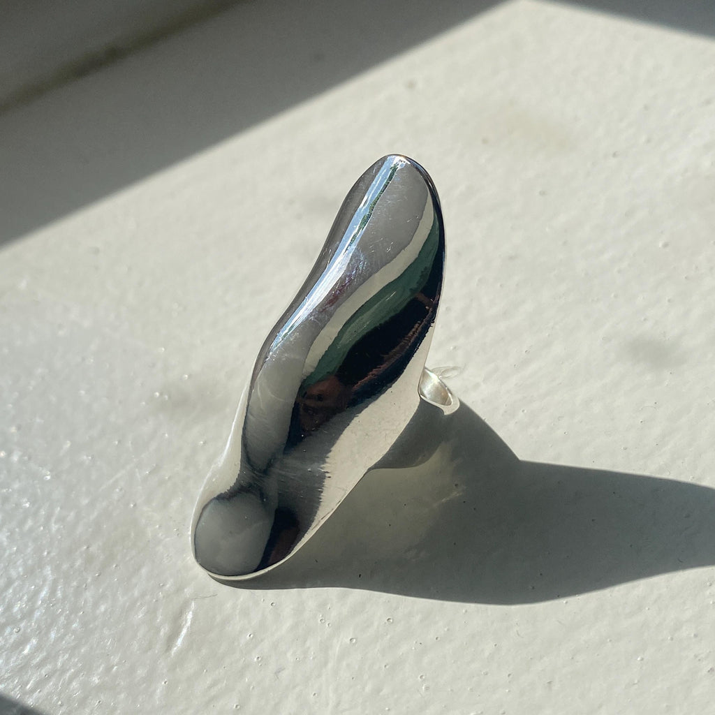 Sterling Silver Long Shield Ring