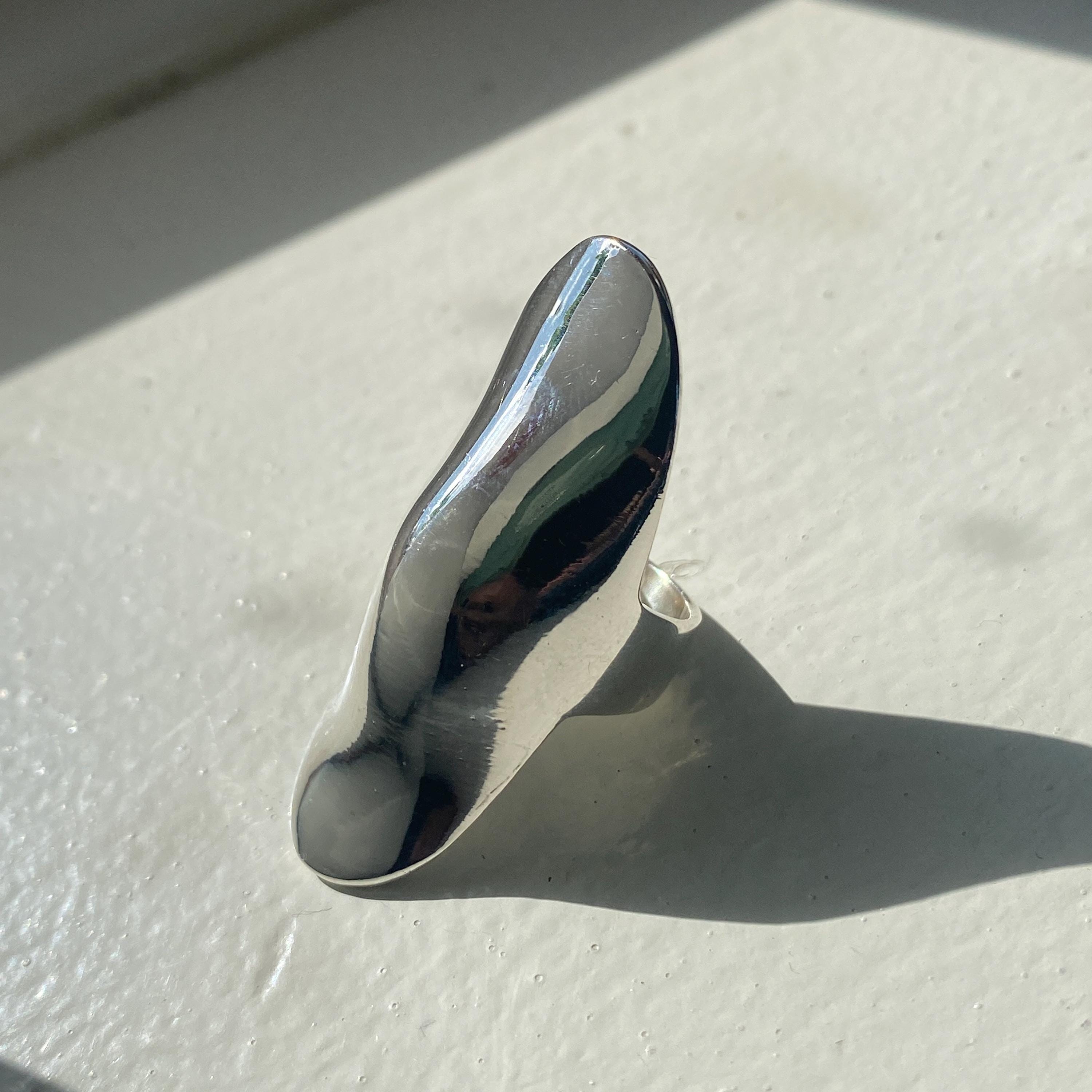 Sterling Silver Long Shield Ring