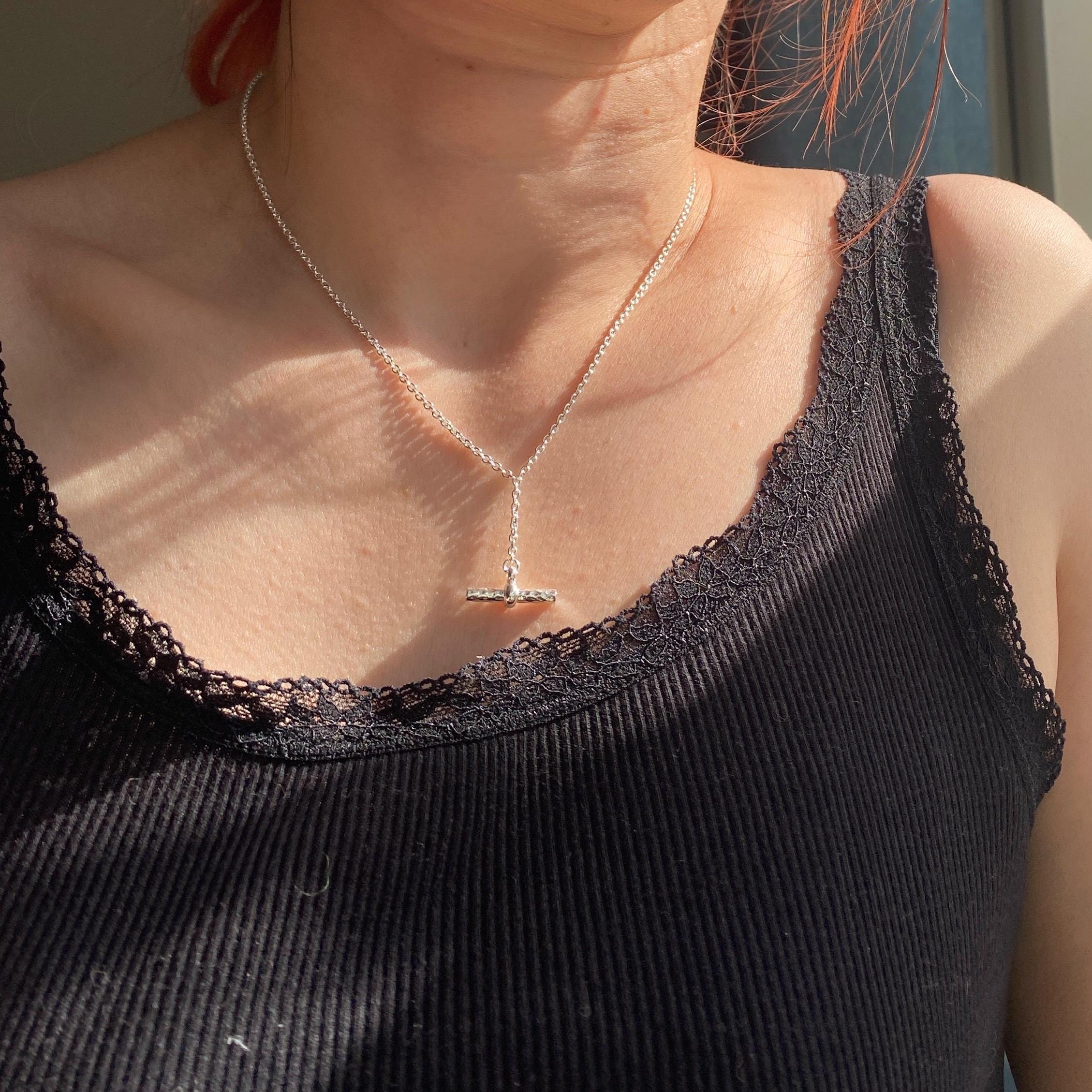 Silver Simple T-Bar Necklace
