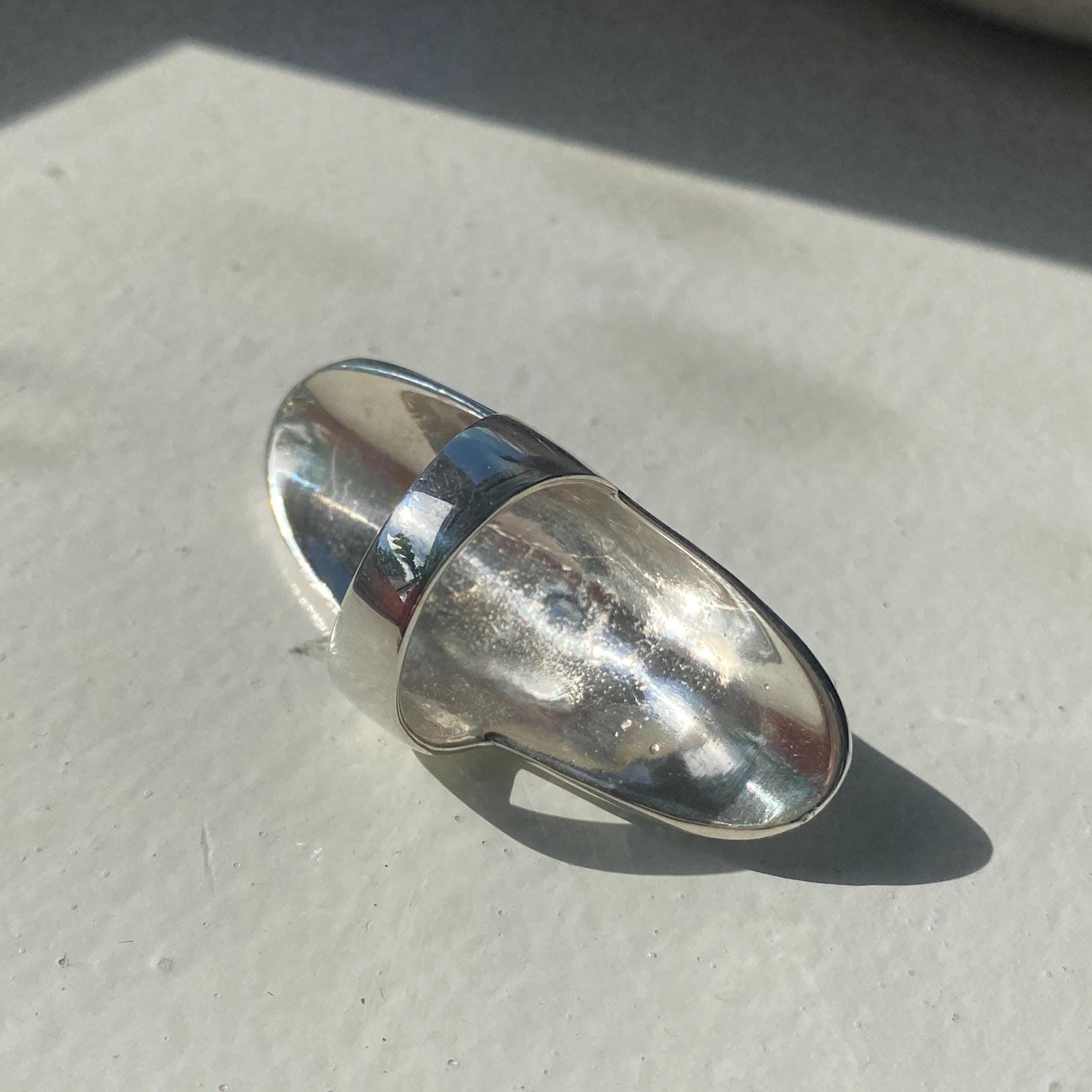 Sterling Silver Long Shield Ring