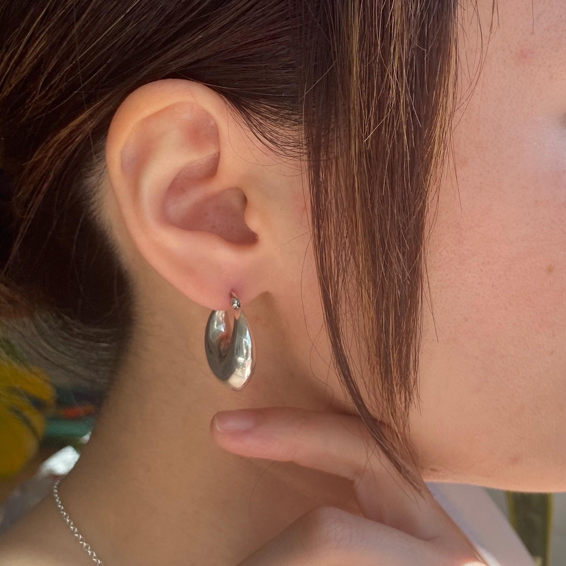 Silver Chunky Hoop Earrings