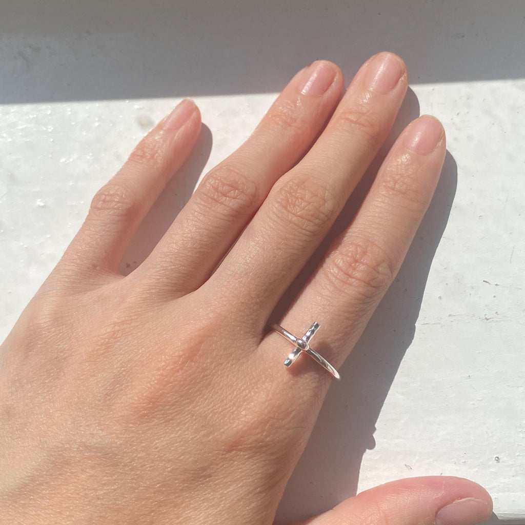 Sterling Silver T-Bar Ring Set