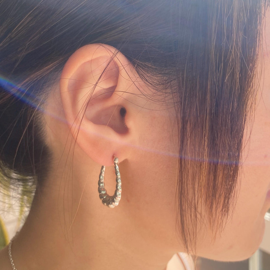 Sterling Silver Rope Hoop Earrings