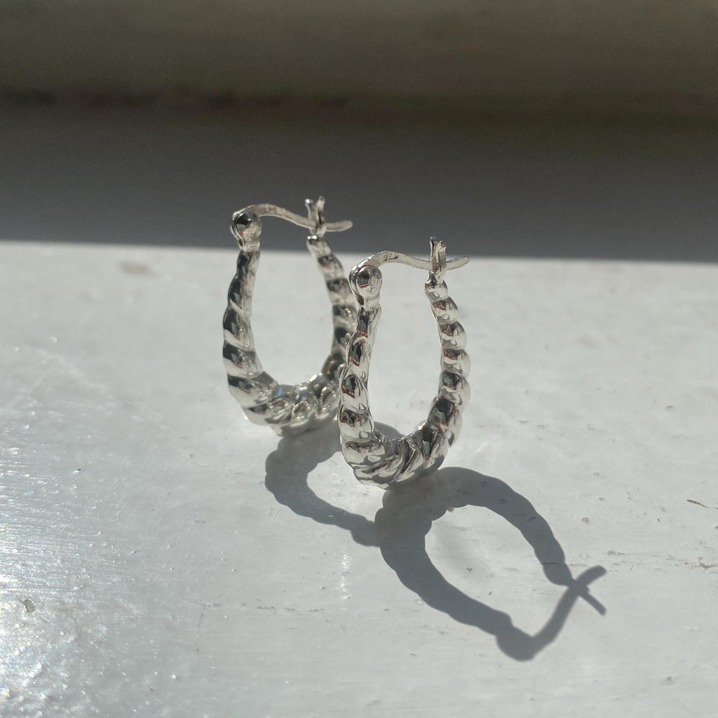 Sterling Silver Rope Hoop Earrings