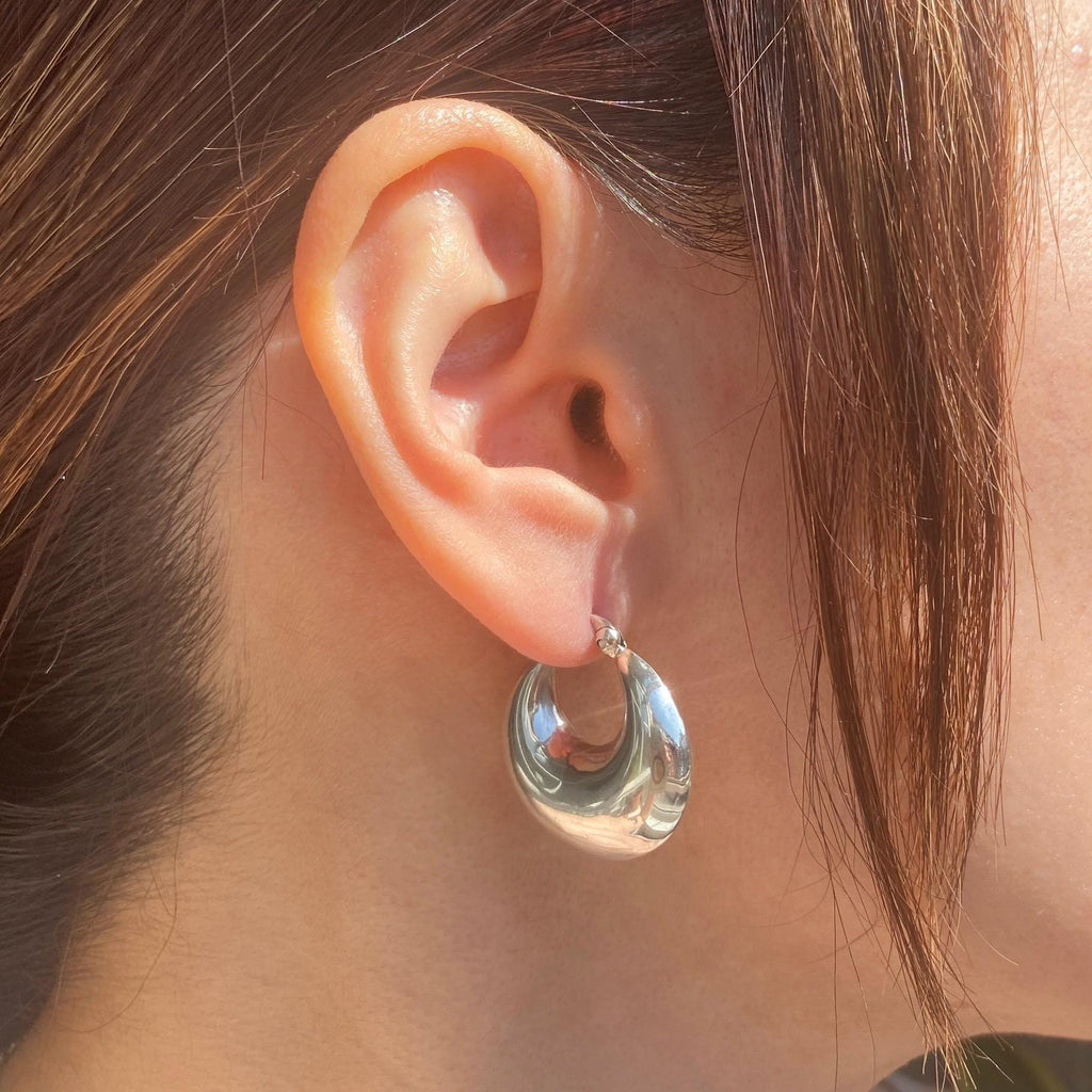 Silver Chunky Hoop Earrings