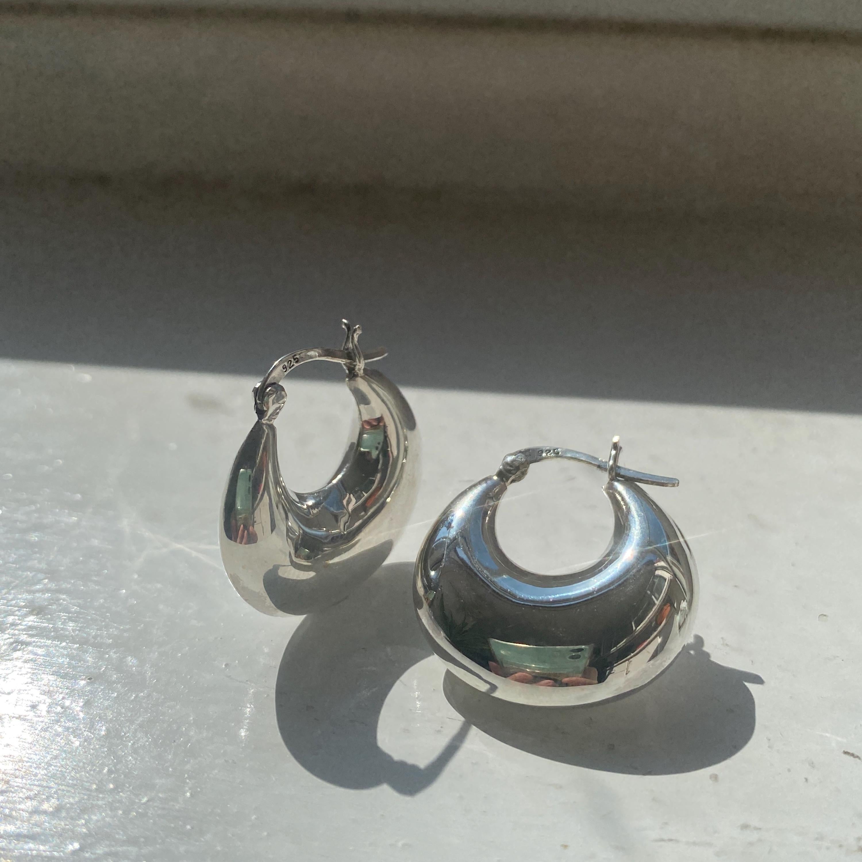 Silver Chunky Hoop Earrings