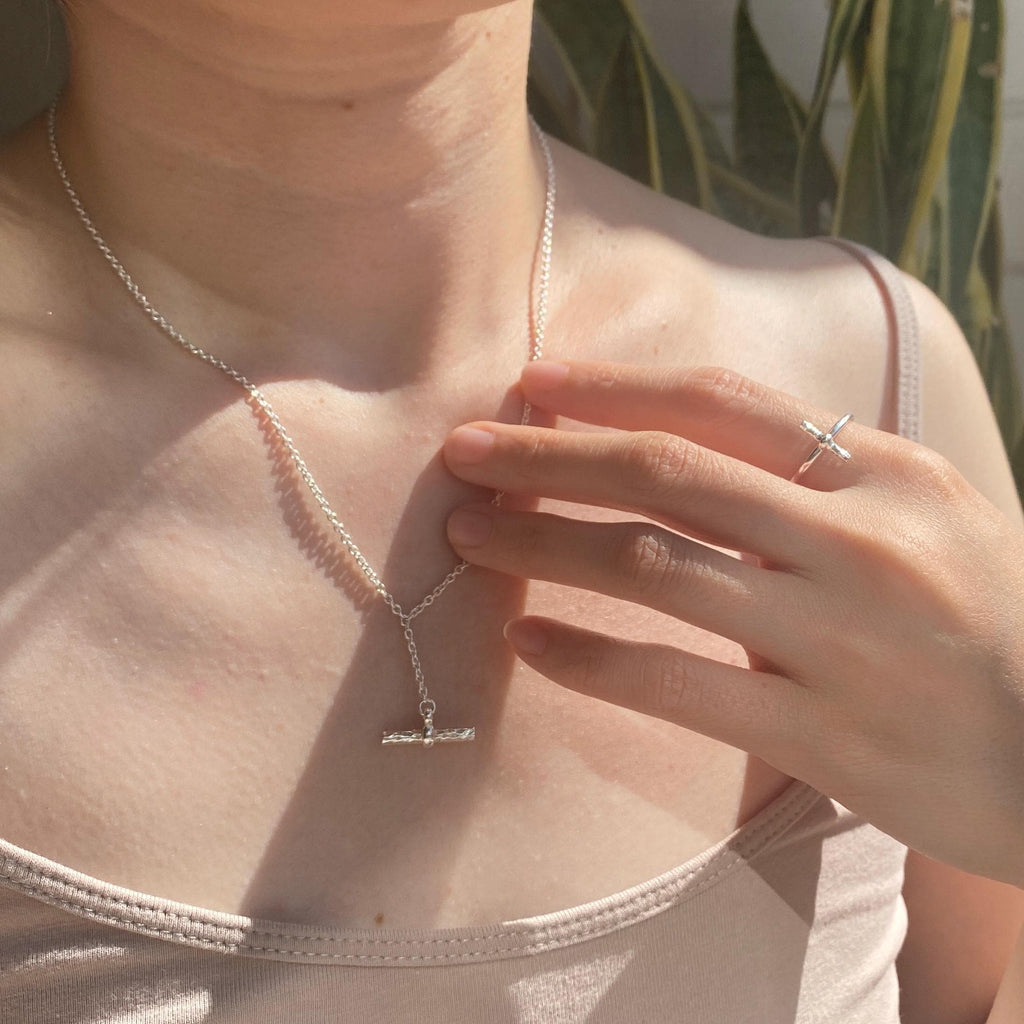 Sterling Silver T-Bar Ring Set