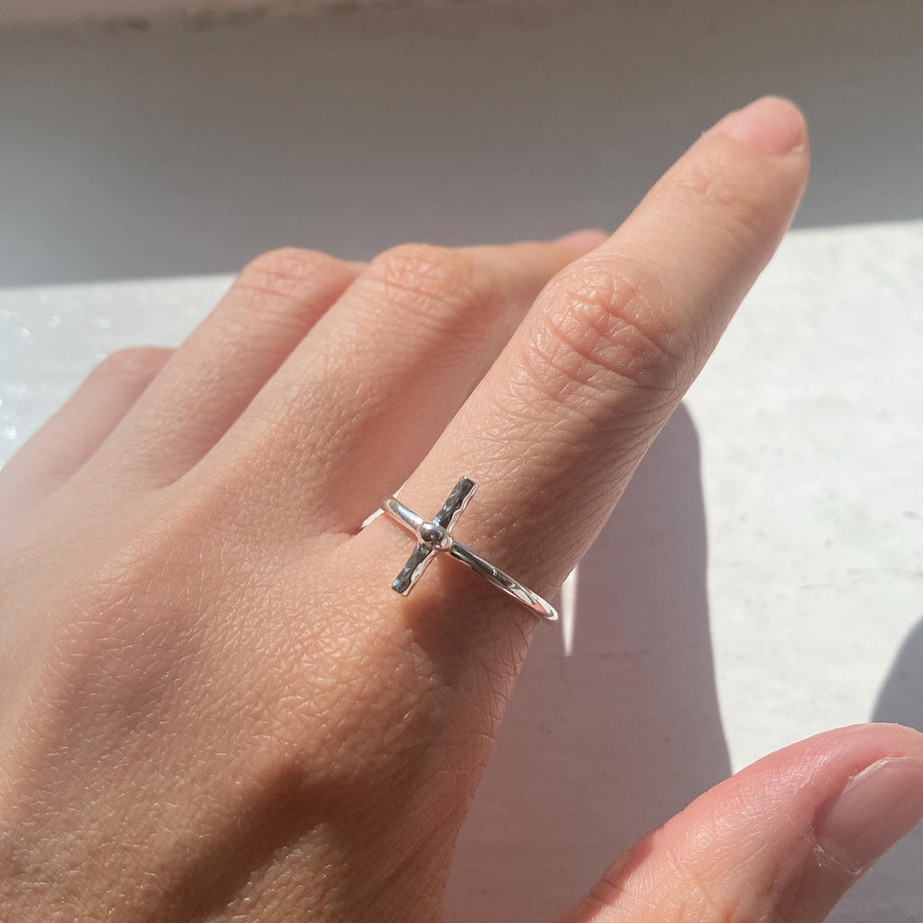 Sterling Silver T-Bar Ring Set