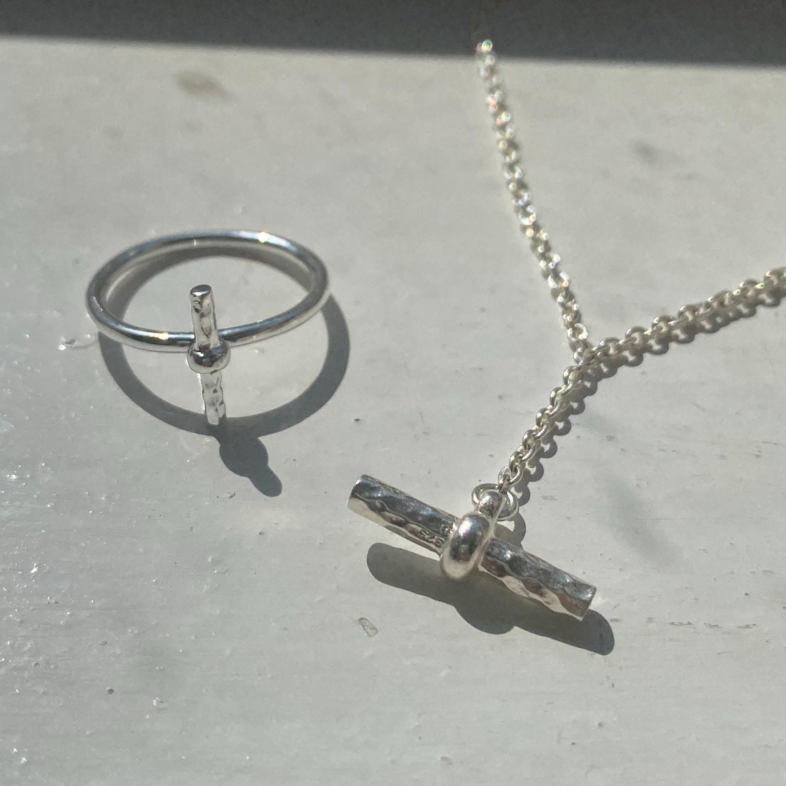 Sterling Silver T-Bar Ring Set