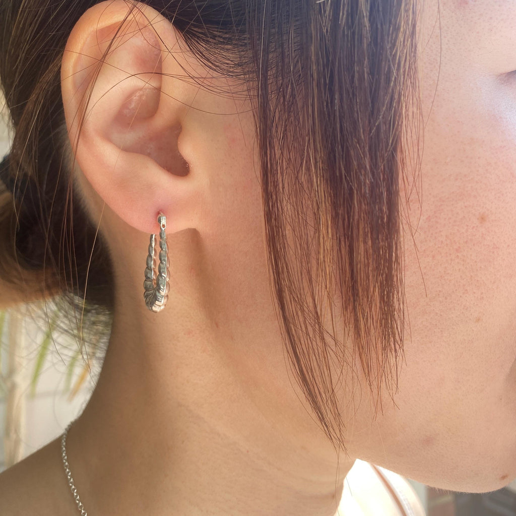 Sterling Silver Rope Hoop Earrings