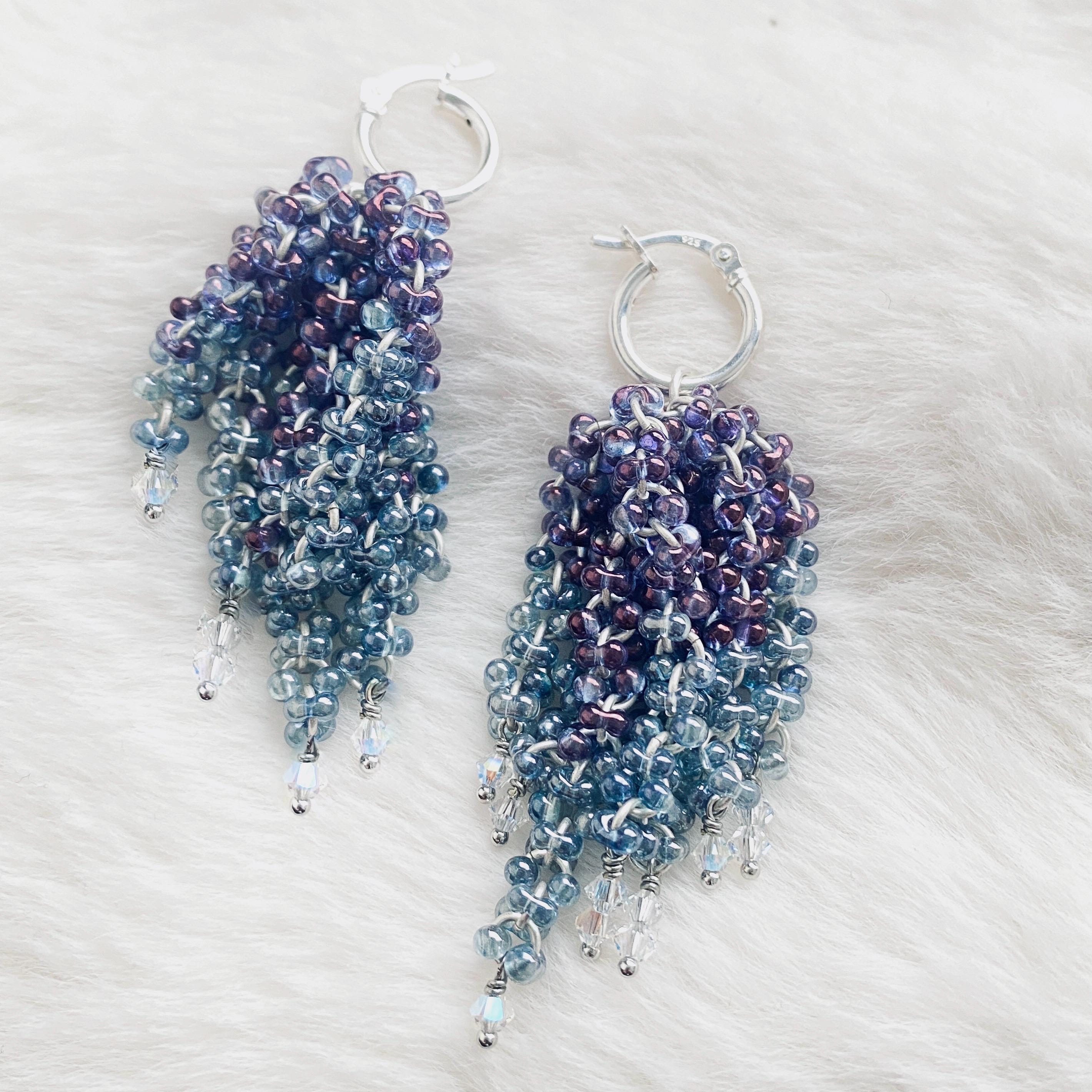 Two Tone Beaded Waterfall Earrings