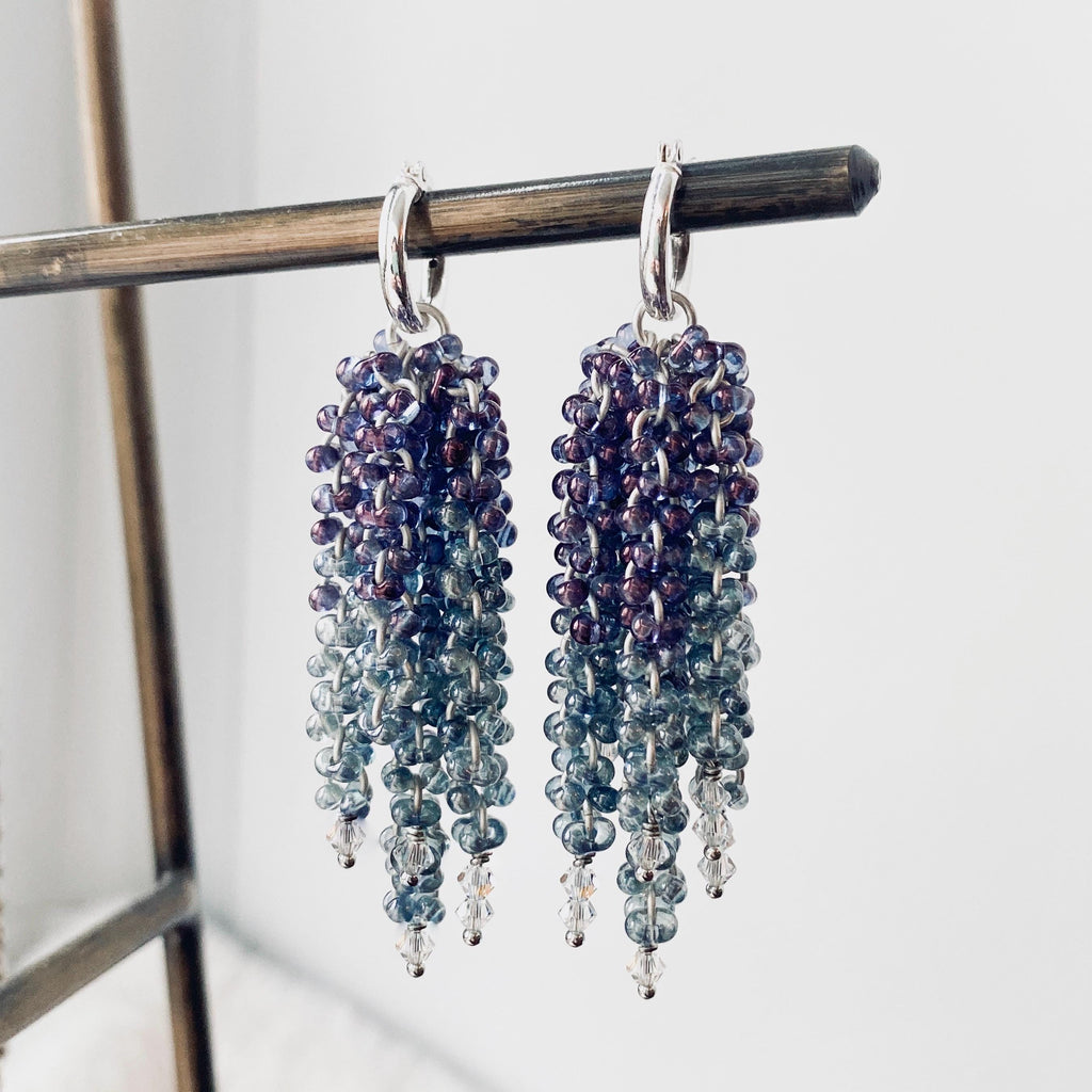 Two Tone Beaded Waterfall Earrings