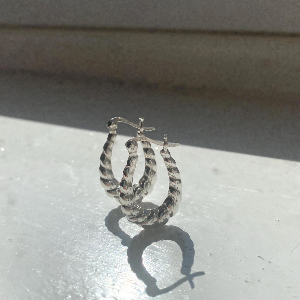 Sterling Silver Rope Hoop Earrings