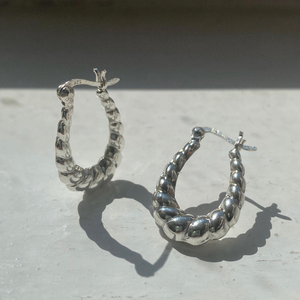 Sterling Silver Rope Hoop Earrings