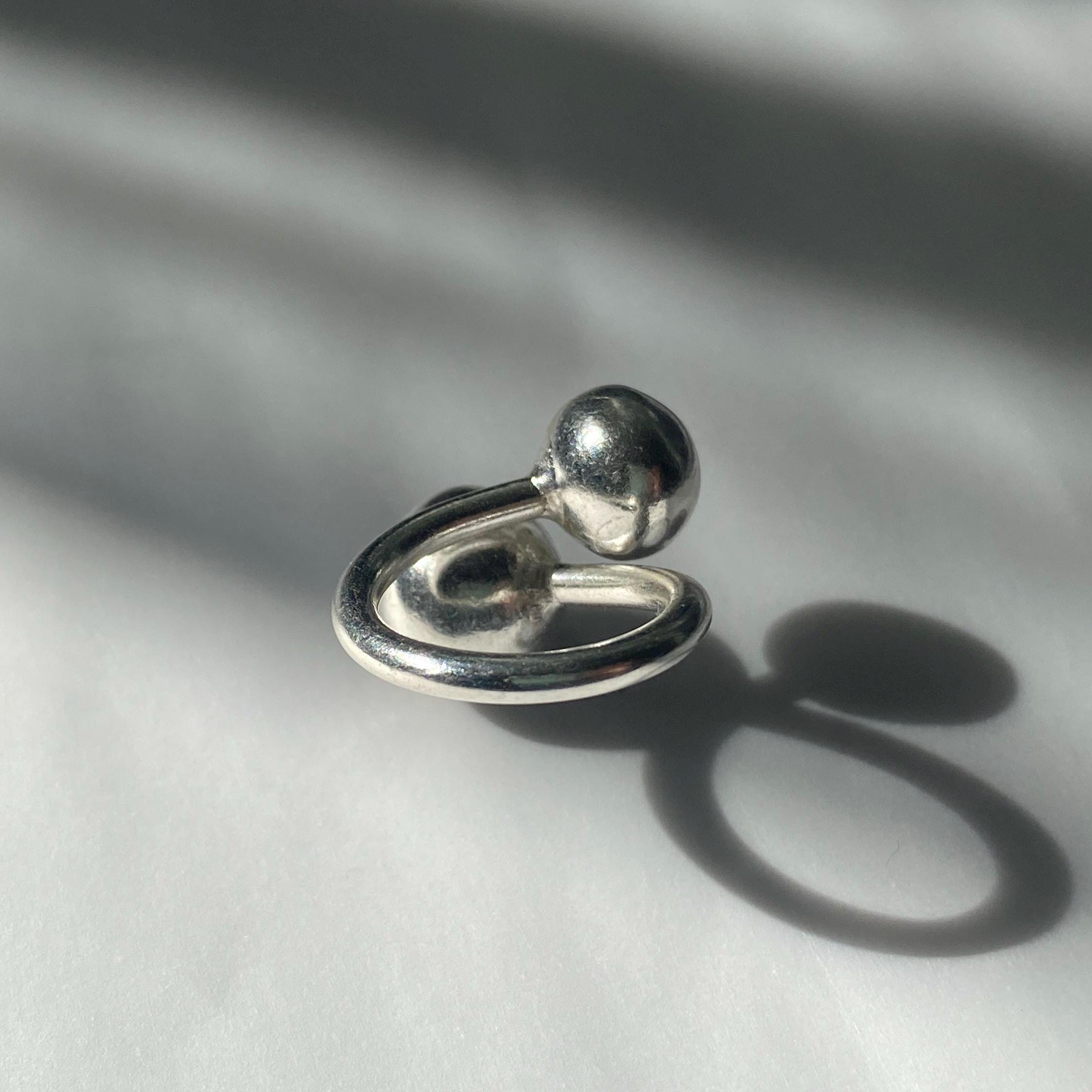 999 Silver Double Ball Ring
