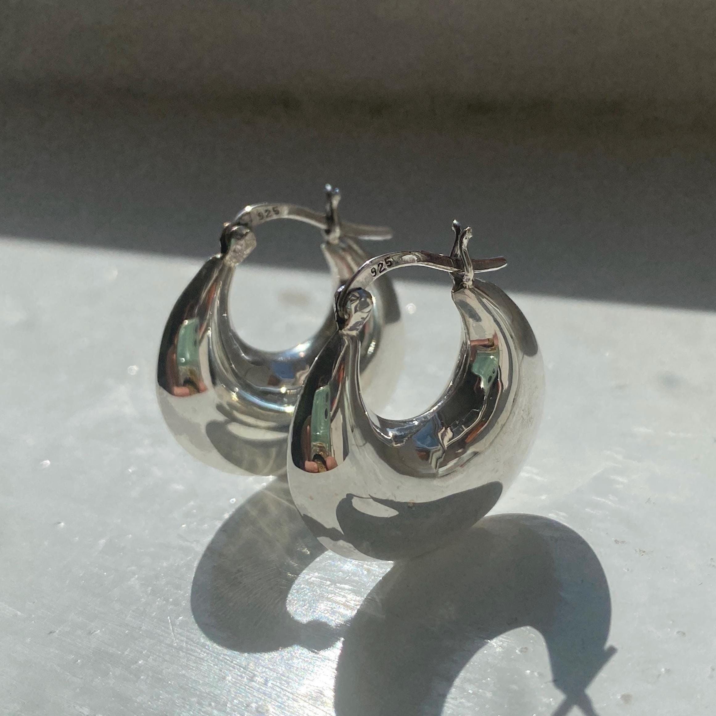 Silver Chunky Hoop Earrings