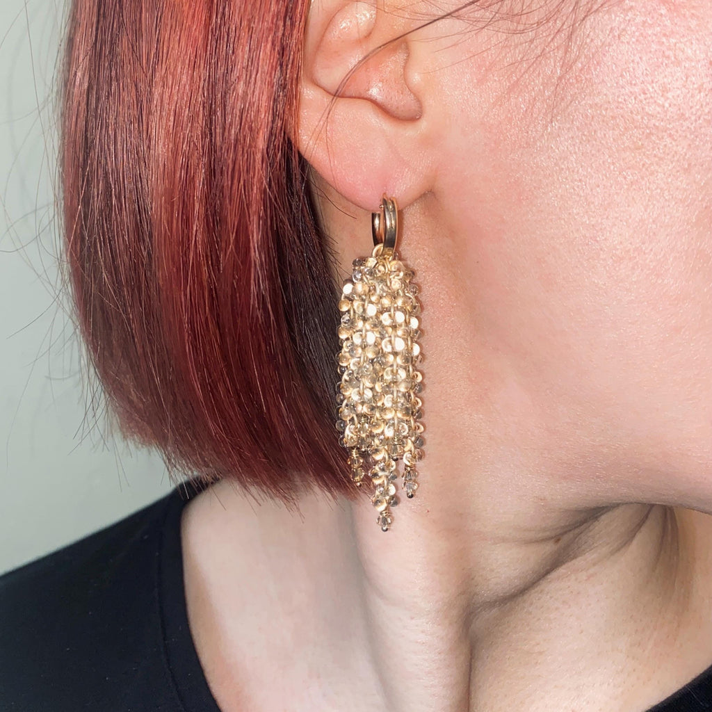 Champagne Gold Beaded Waterfall Earrings