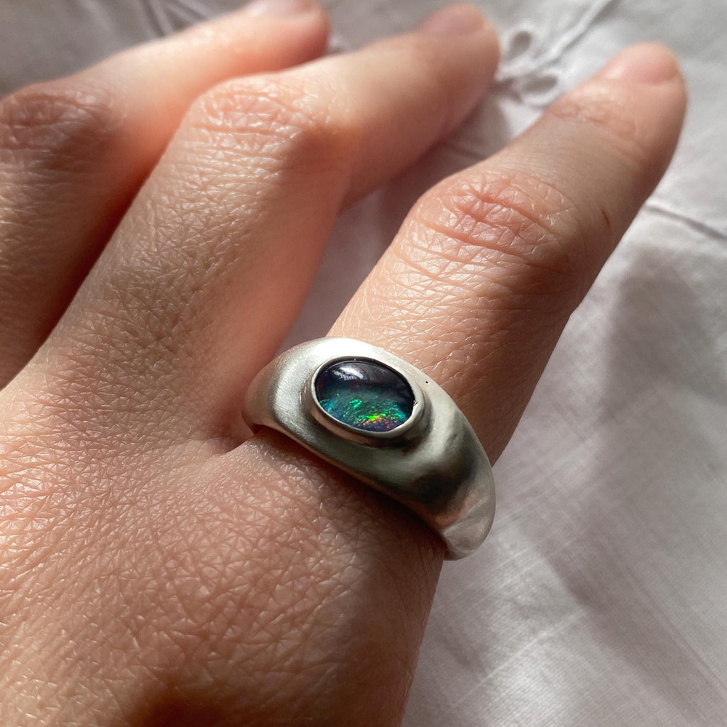 Sterling Silver Opal Ring US Size 6/ UK L