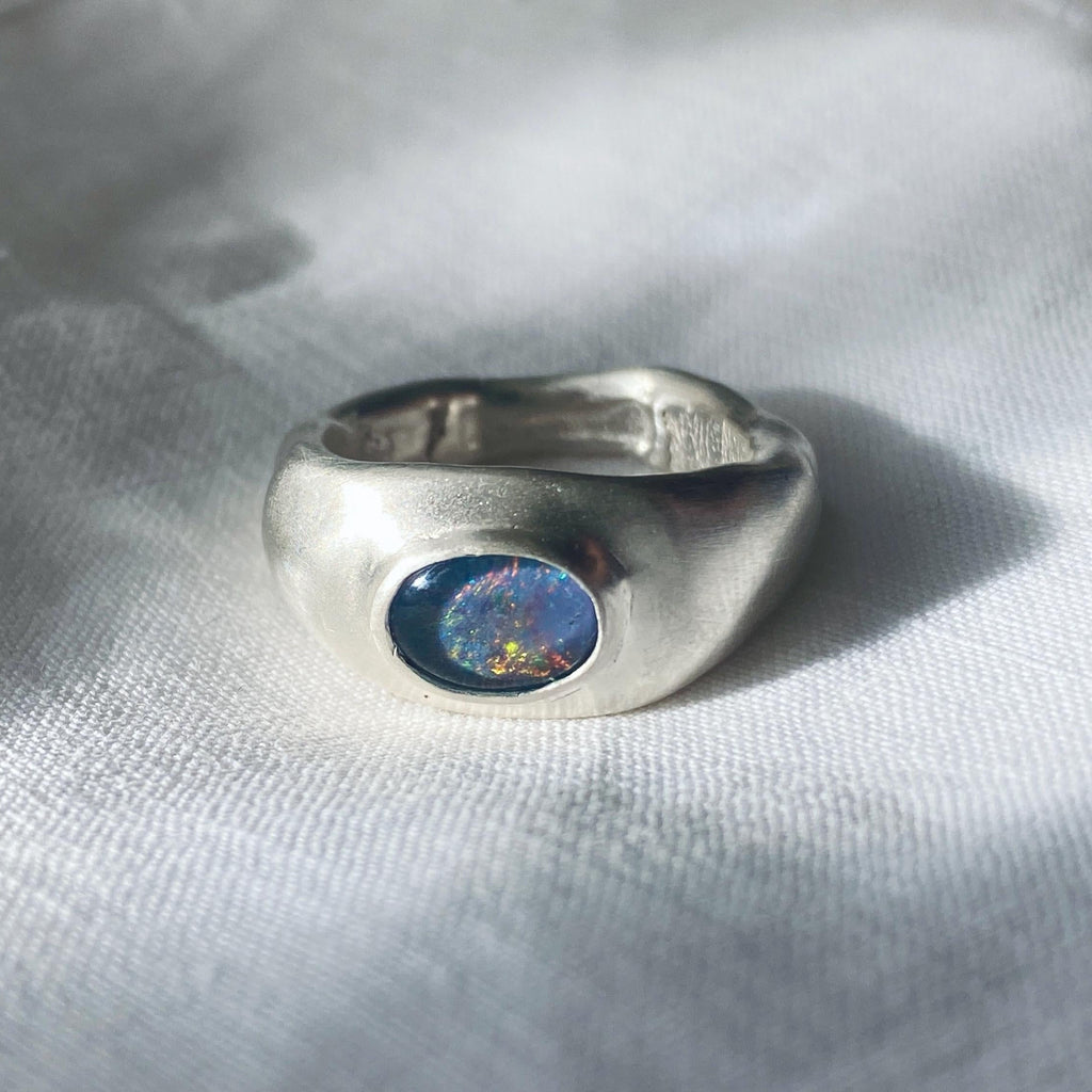 Sterling Silver Opal Ring US Size 6/ UK L