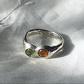 Two Stone Ring - Amber & Peridot US 7/UK N1/2