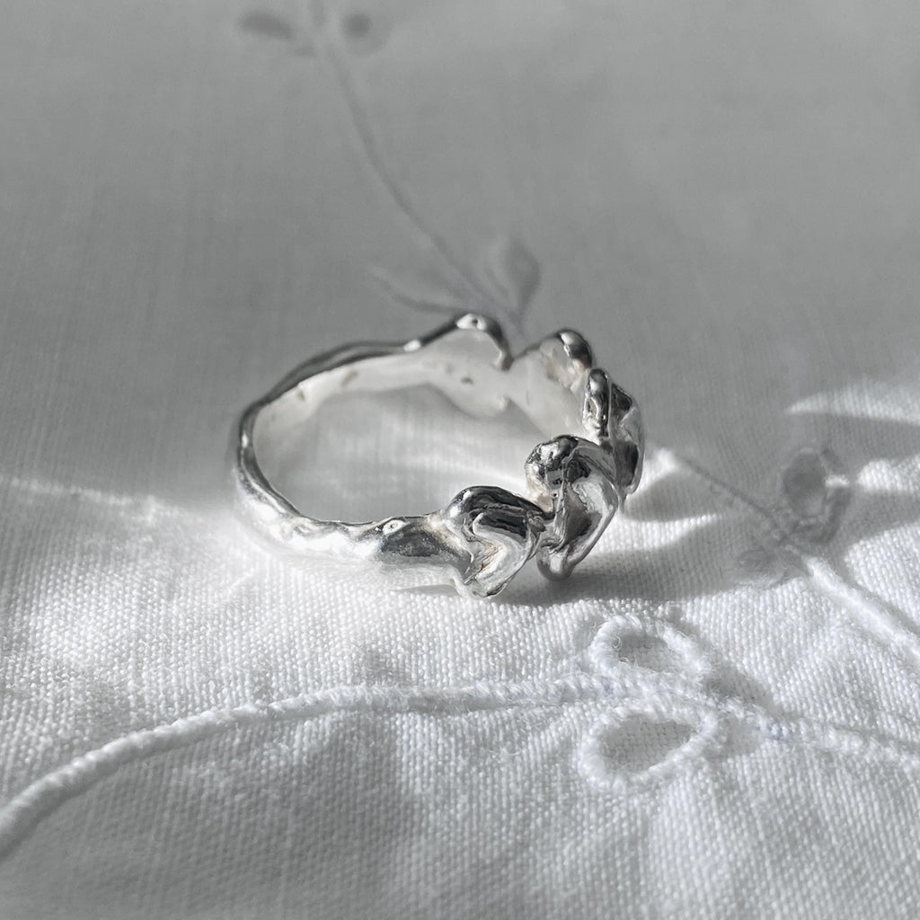 Handcrafted Sterling Silver Five Heart Ring