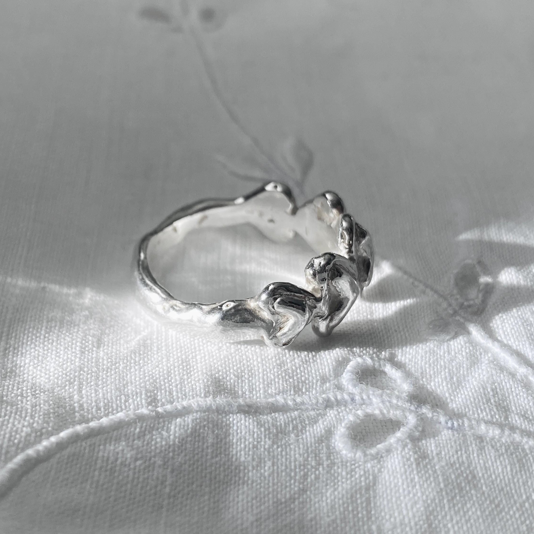 Handcrafted Sterling Silver Five Heart Ring